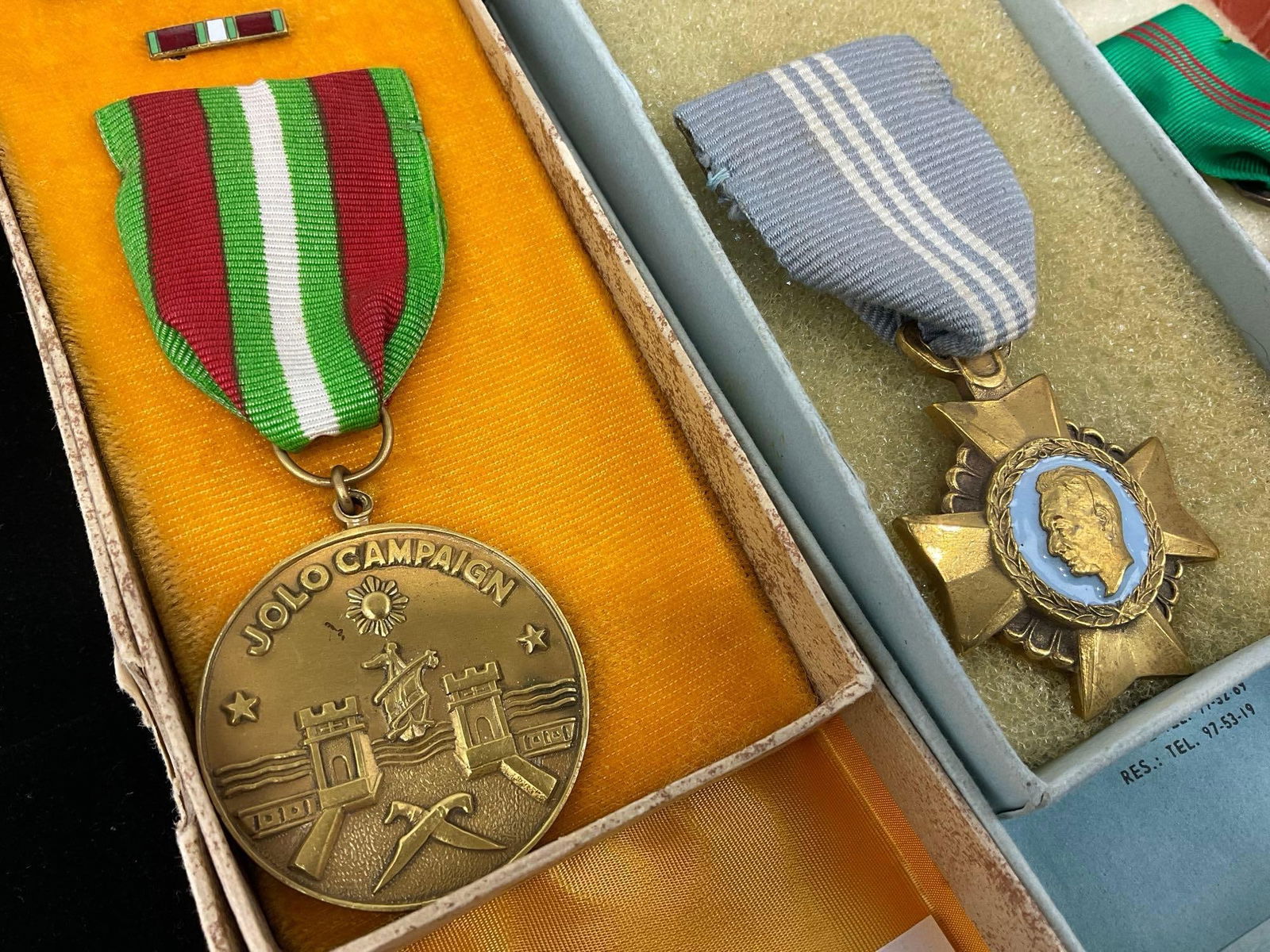 3 Philippines Medals, Jolo Campaign WW2, El Oro, Military Merit Almars & Gold Cross Armed Forces - 2
