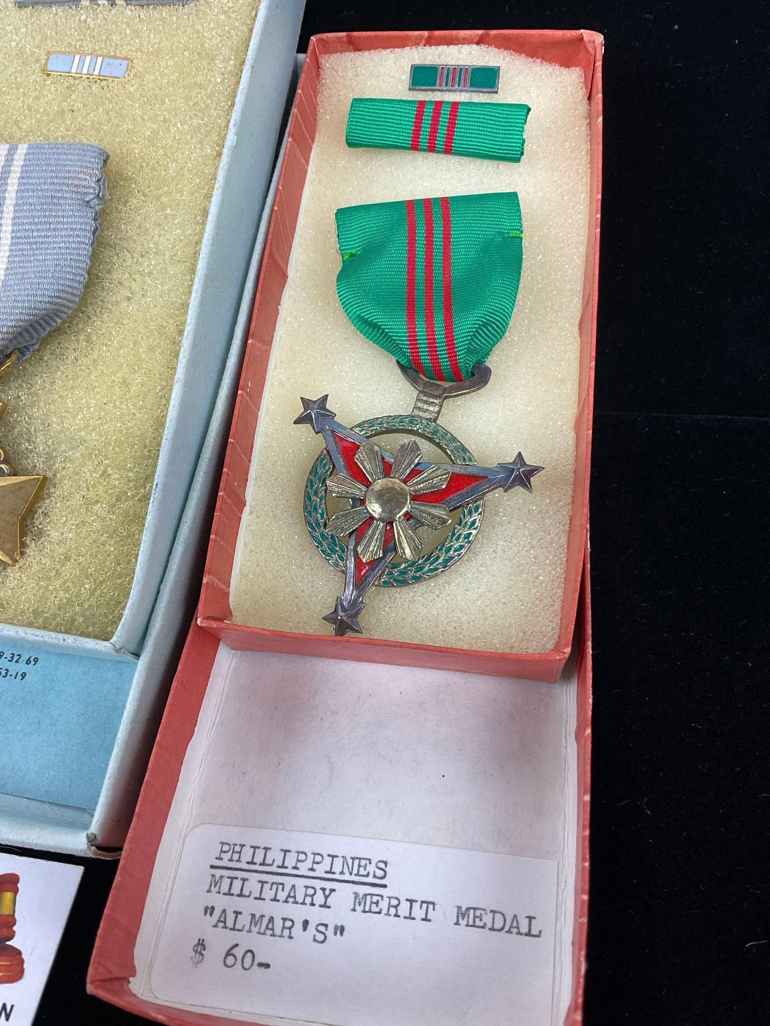 3 Philippines Medals, Jolo Campaign WW2, El Oro, Military Merit Almars & Gold Cross Armed Forces - 3