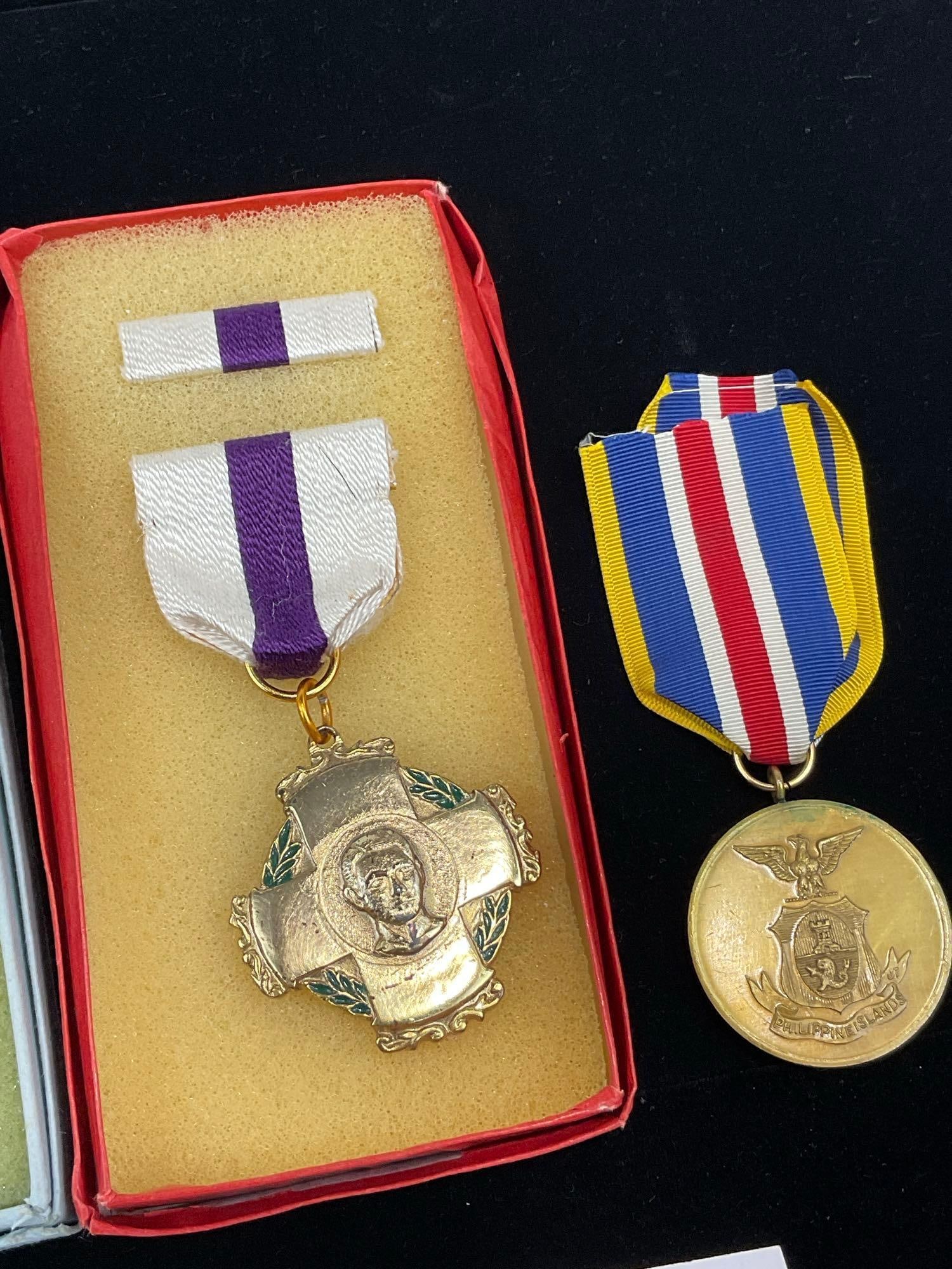3 Philippines Medals, Gold Cross Armed Forces, Wounded Personnel & Independence Medal 1946 - 3