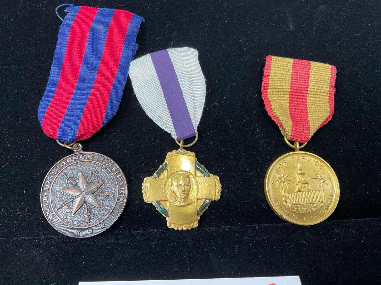 3 Philippines Medals, Anti-Dissident, Wounded Personnel & For Service Visayan Campaign - 2