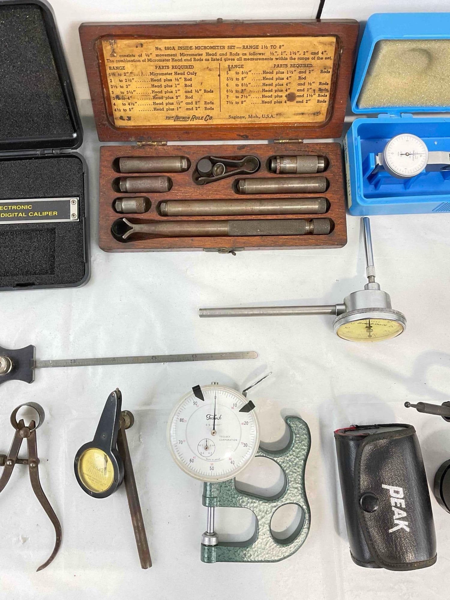 19 pcs Vintage Measuring Instruments & Microscope Slides, incl. Calipers, Gauges & More! See pics. - 4