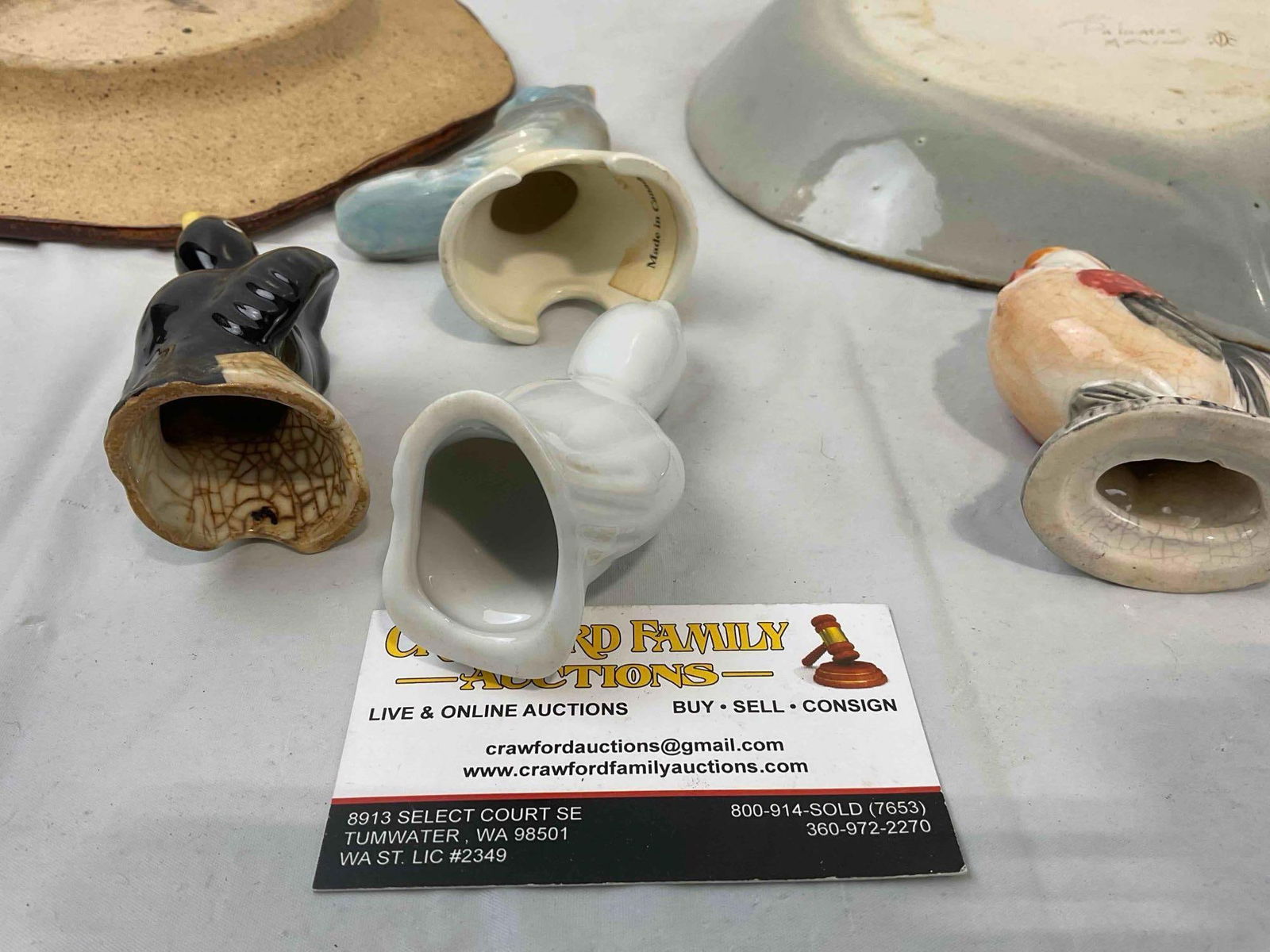 6 pcs Vintage Ceramic Bird Assortment, incl. 4x Pie Vents & 2x Mexican Pottery Plates. See pics. - 6