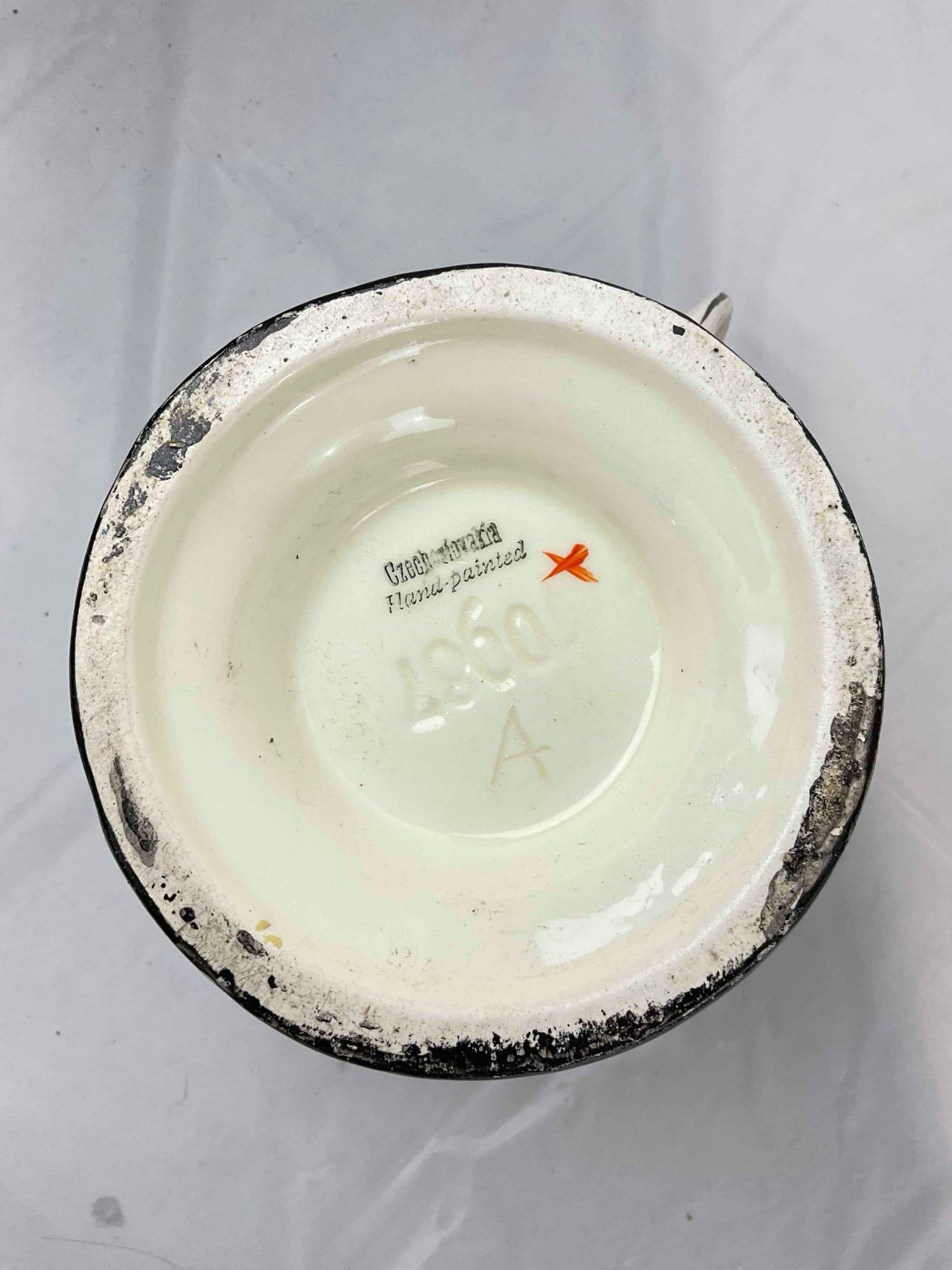 3 pcs Vintage Colorful Painted Pottery Collection, incl. Czech Pitcher & Moroccan Vase. See pics. - 7