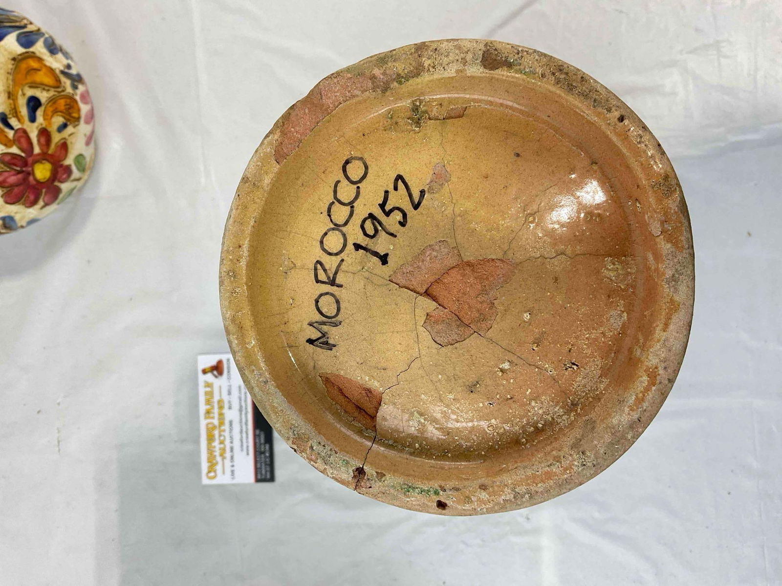 3 pcs Vintage Colorful Painted Pottery Collection, incl. Czech Pitcher & Moroccan Vase. See pics. - 8