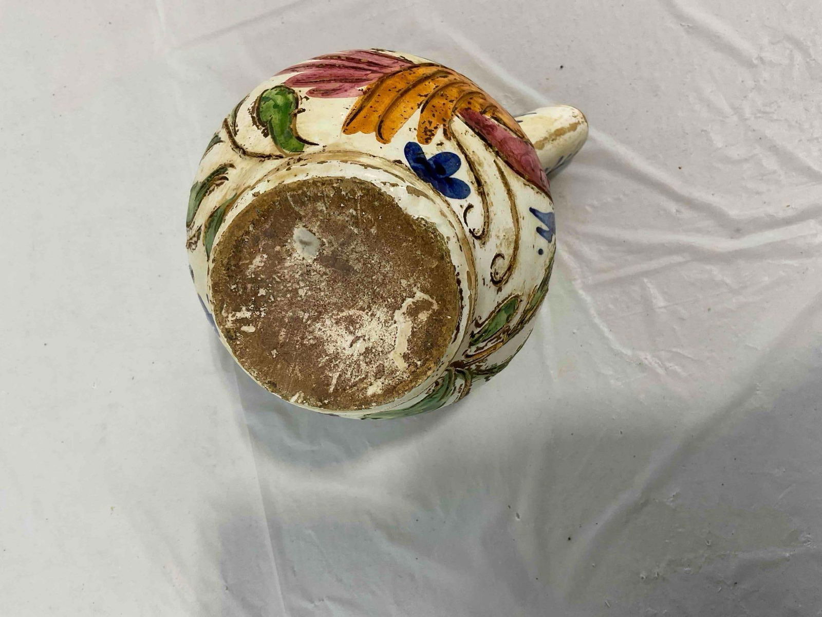 3 pcs Vintage Colorful Painted Pottery Collection, incl. Czech Pitcher & Moroccan Vase. See pics. - 9