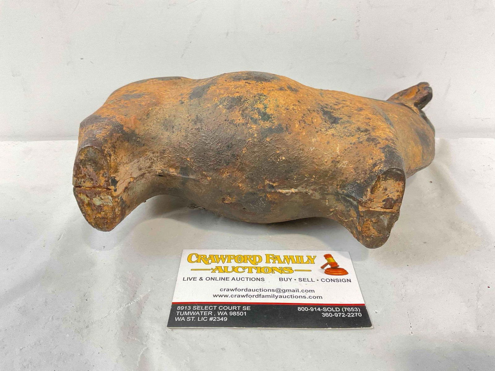 Antique? Japanese? Cast Iron Bull Cow Figural Sculpture w/ Handsome Patina. Very Good Cond. - 5