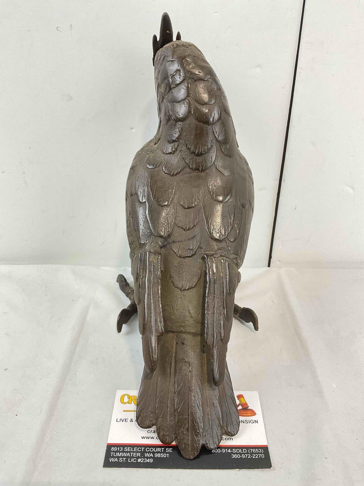 Vintage Bronze? Metal Cockatoo Parrot Bird Figural Sculpture. Very Good Condition. See pics. - 4