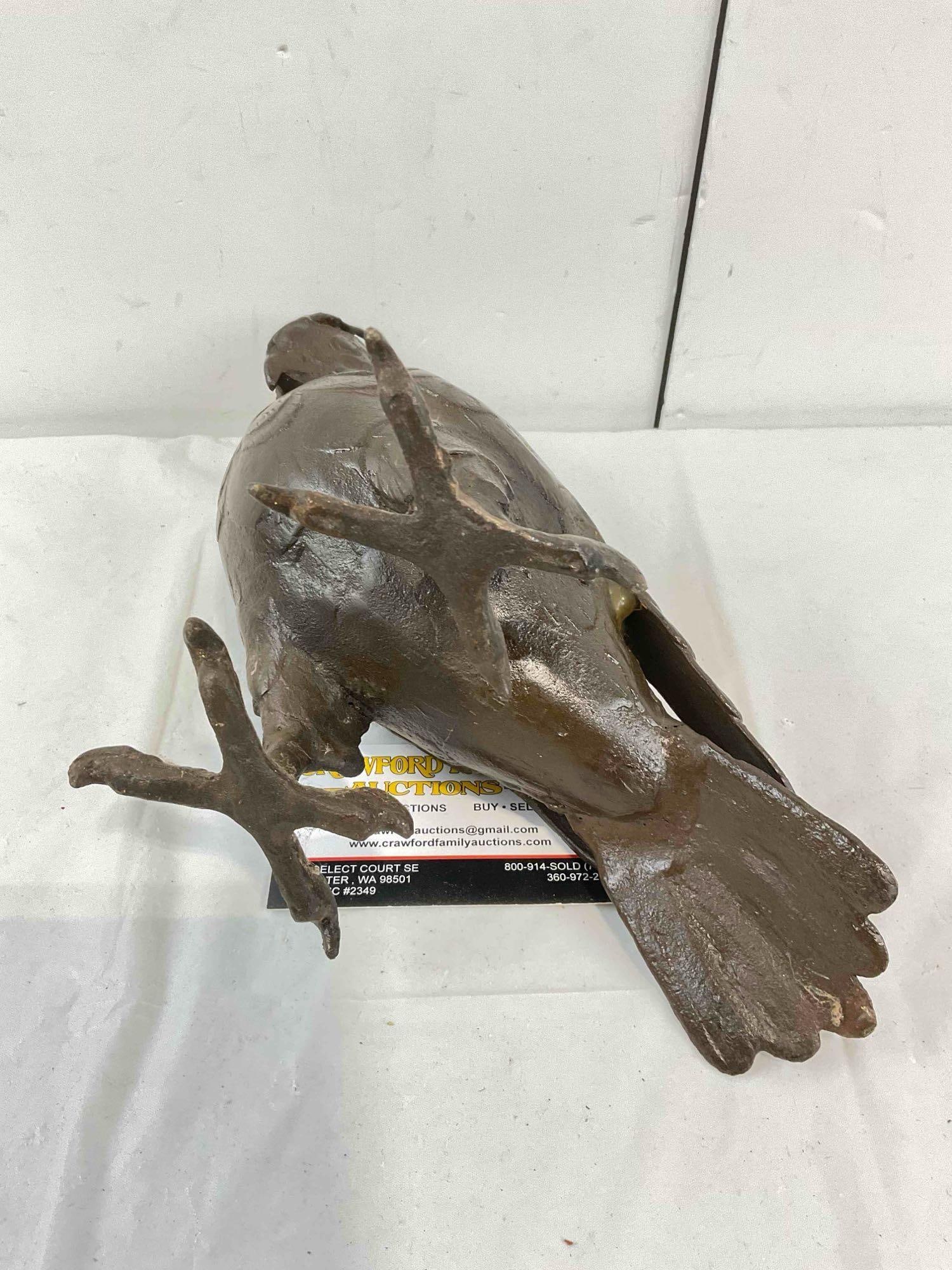 Vintage Bronze? Metal Cockatoo Parrot Bird Figural Sculpture. Very Good Condition. See pics. - 5
