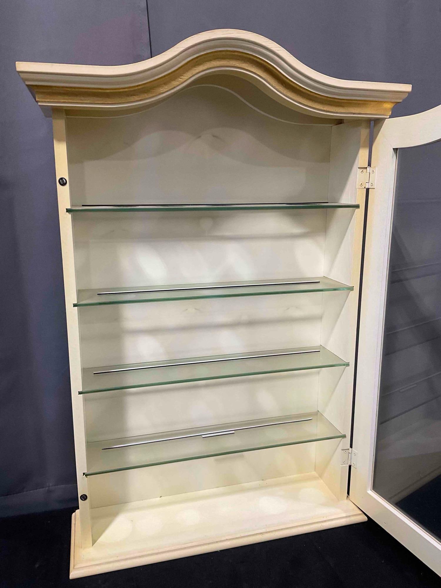 Vintage Made in Italy White & Gold Painted Wooden Curio Display Case w/ 4 Glass Shelves. See pics. - 4