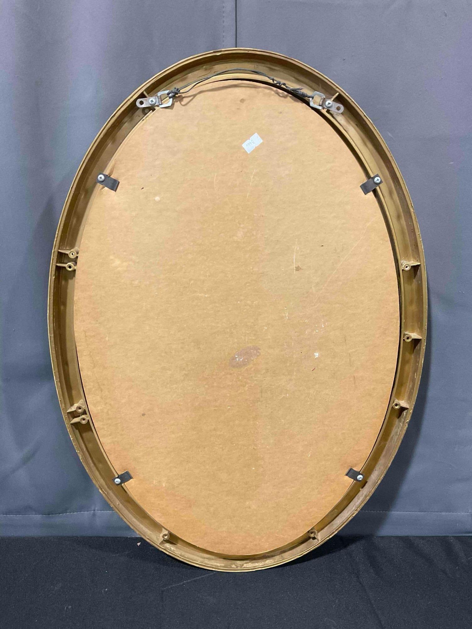 Vintage Oval Wall Mirror in Ornate Gilt Composite Frame. Very Good Condition. See pics. - 5