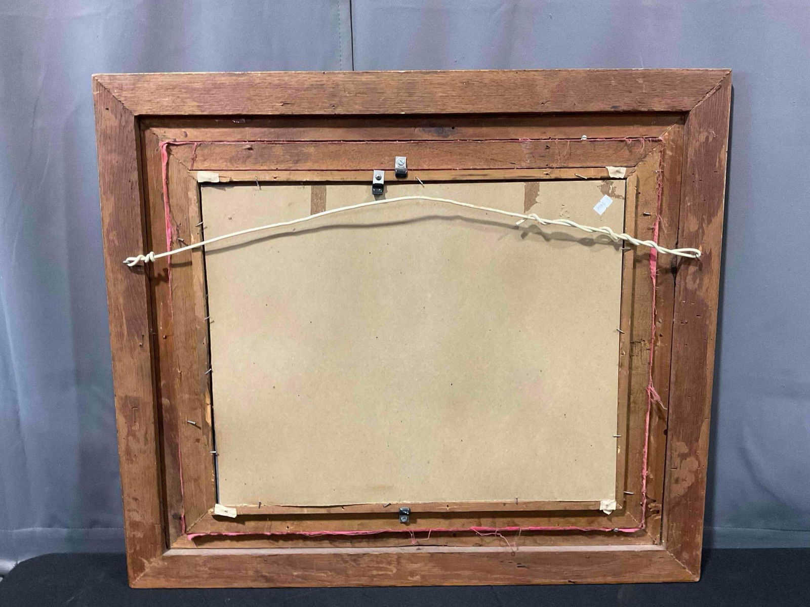 Antique? Wall Mirror in Gorgeous Gilt & Oak Wood Frame w/ Velvet Accent. Very Good Condition. - 6