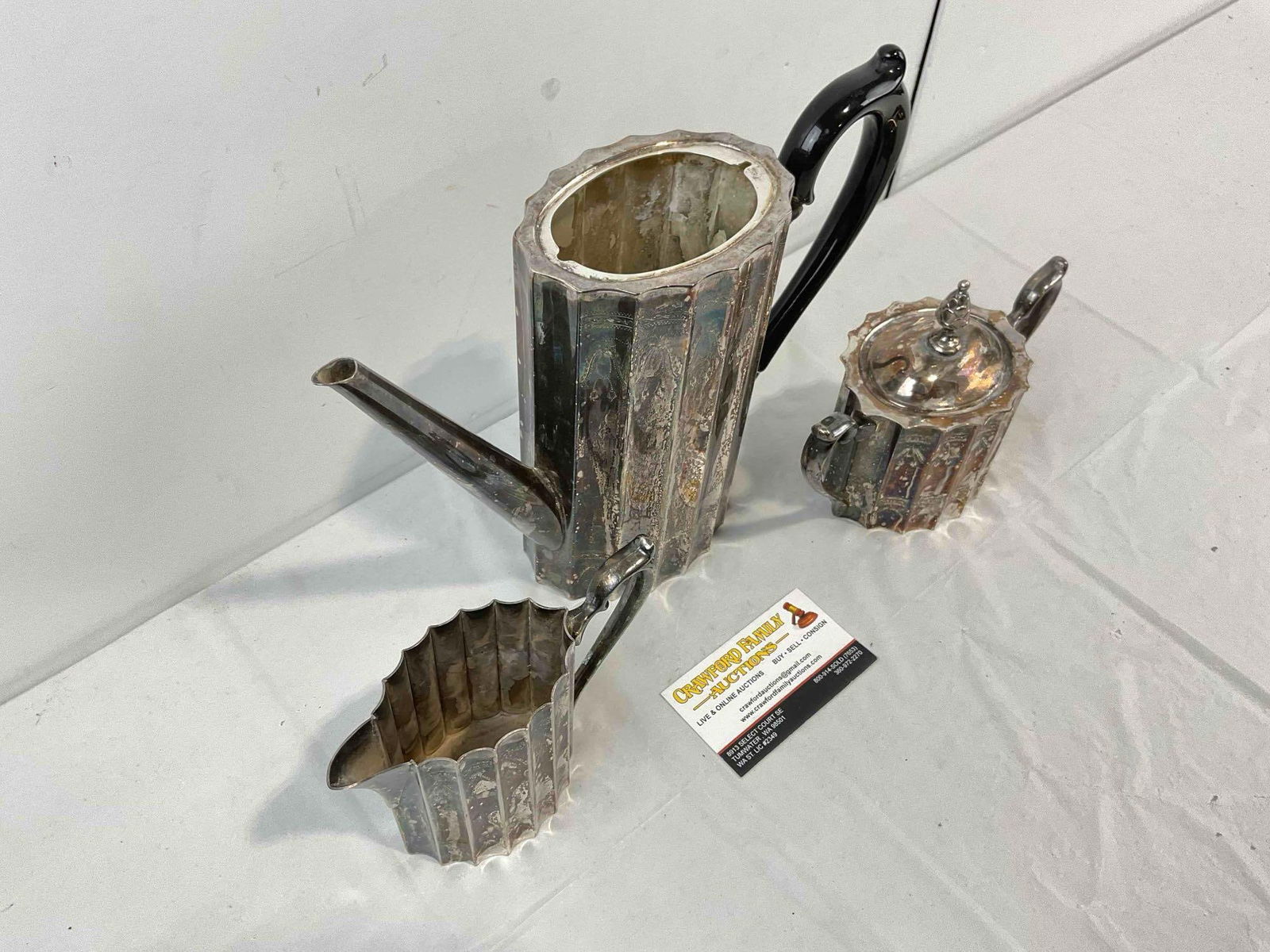 3 pcs Vintage Godinger Silver Plated Coffee Pot Set w/ Lovely Scalloped Pattern. Very Good Cond. - 3