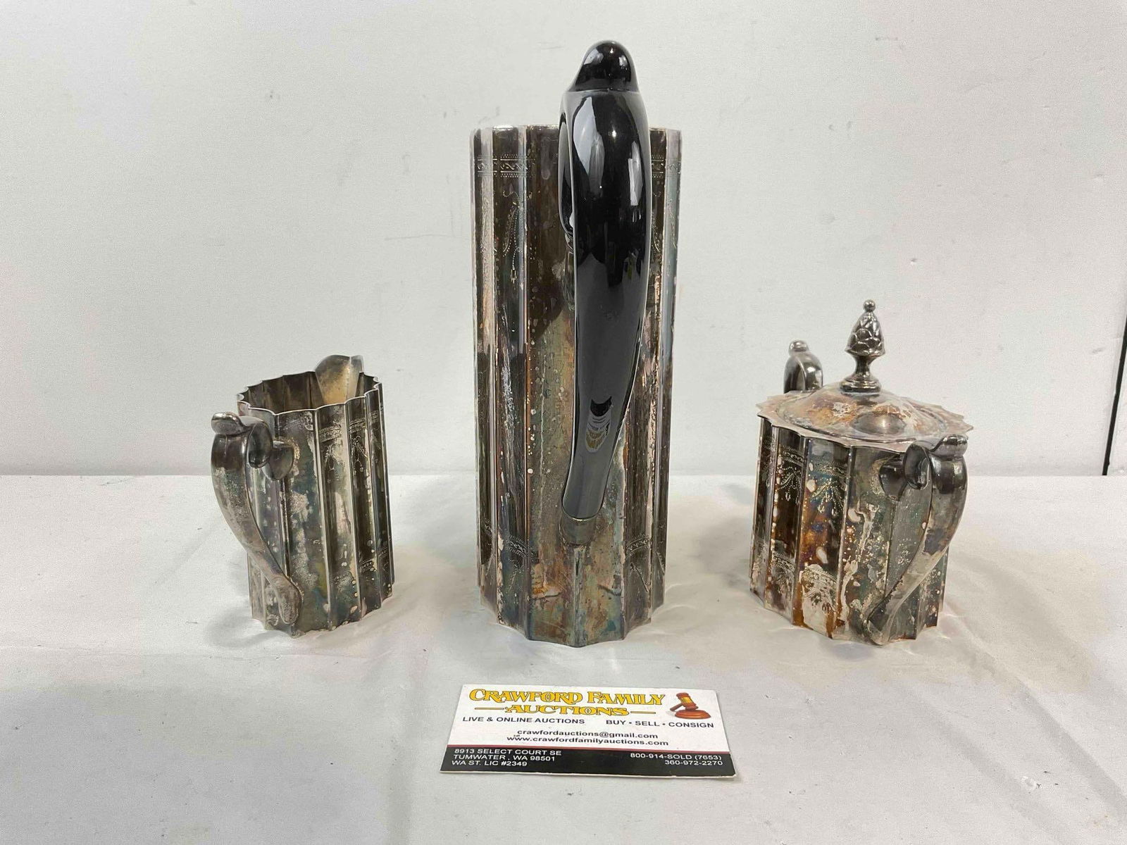 3 pcs Vintage Godinger Silver Plated Coffee Pot Set w/ Lovely Scalloped Pattern. Very Good Cond. - 4