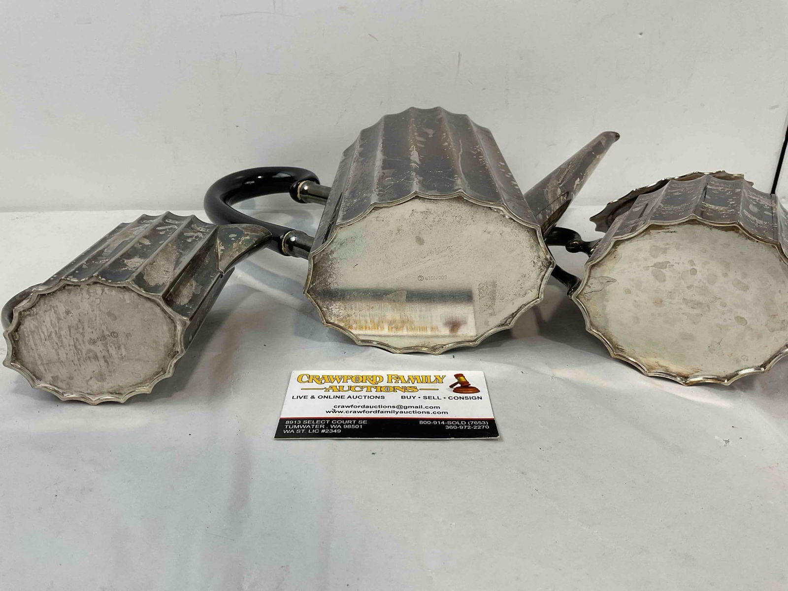 3 pcs Vintage Godinger Silver Plated Coffee Pot Set w/ Lovely Scalloped Pattern. Very Good Cond. - 6