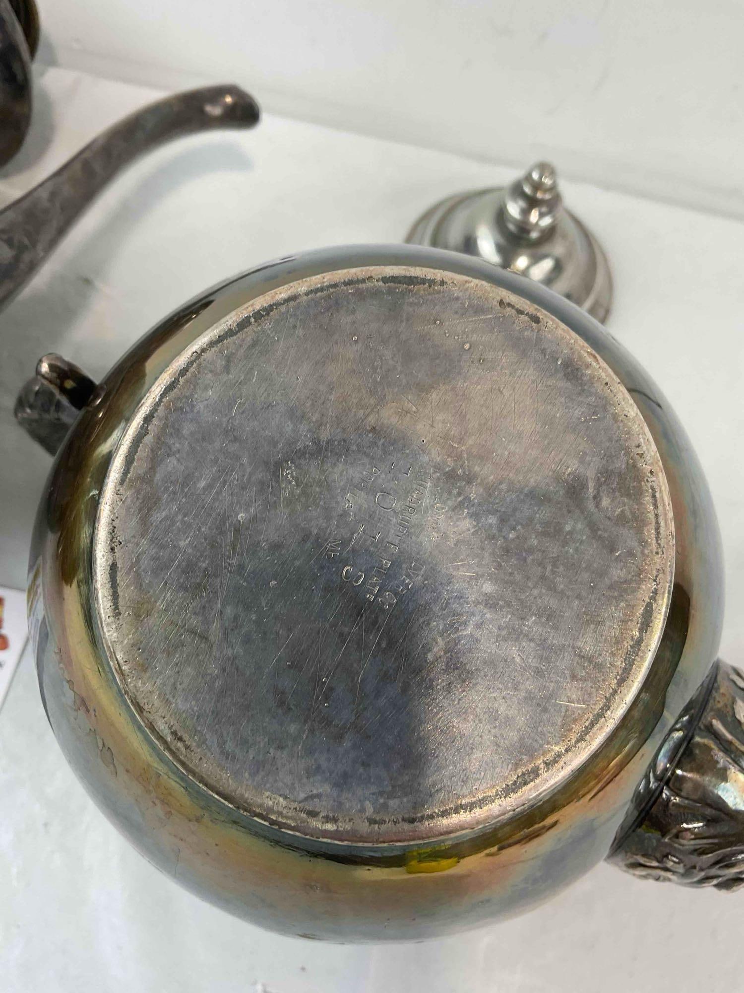 3 pcs Vintage Silver Plated Teapots, incl. Homan, Essay & Colonial Co. Good Condition. - 10