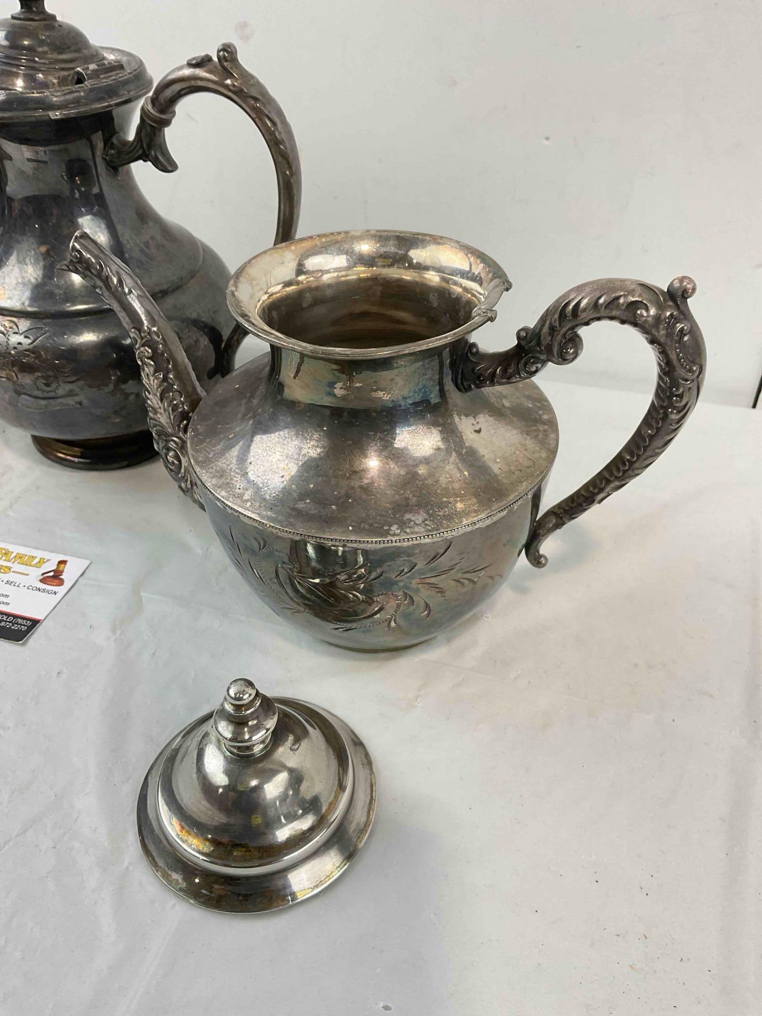 3 pcs Vintage Silver Plated Teapots, incl. Homan, Essay & Colonial Co. Good Condition. - 2