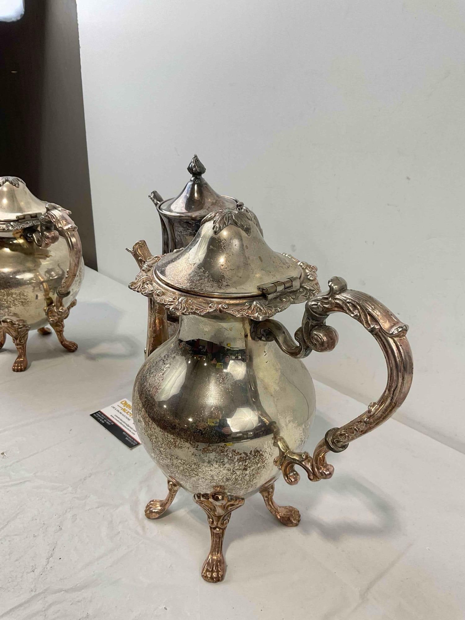 3 pcs Vintage Silver Plate Tea Pots, incl. 2x Silver on Copper Pieces. Very Good Condition. - 5