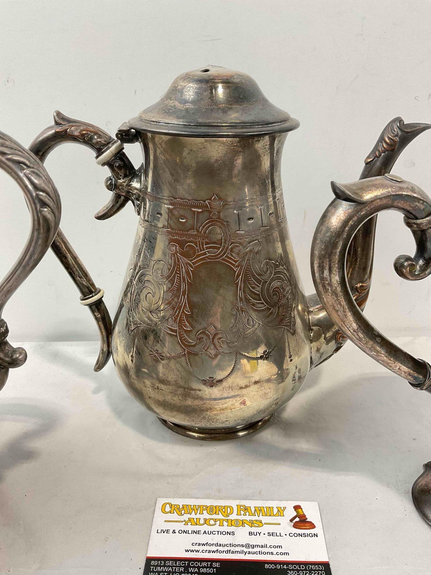 3 pcs Vintage Silver Plated Tea Pots, incl. 1x W.W.H. & Co. & 1x Homan. Very Good Condition. - 3