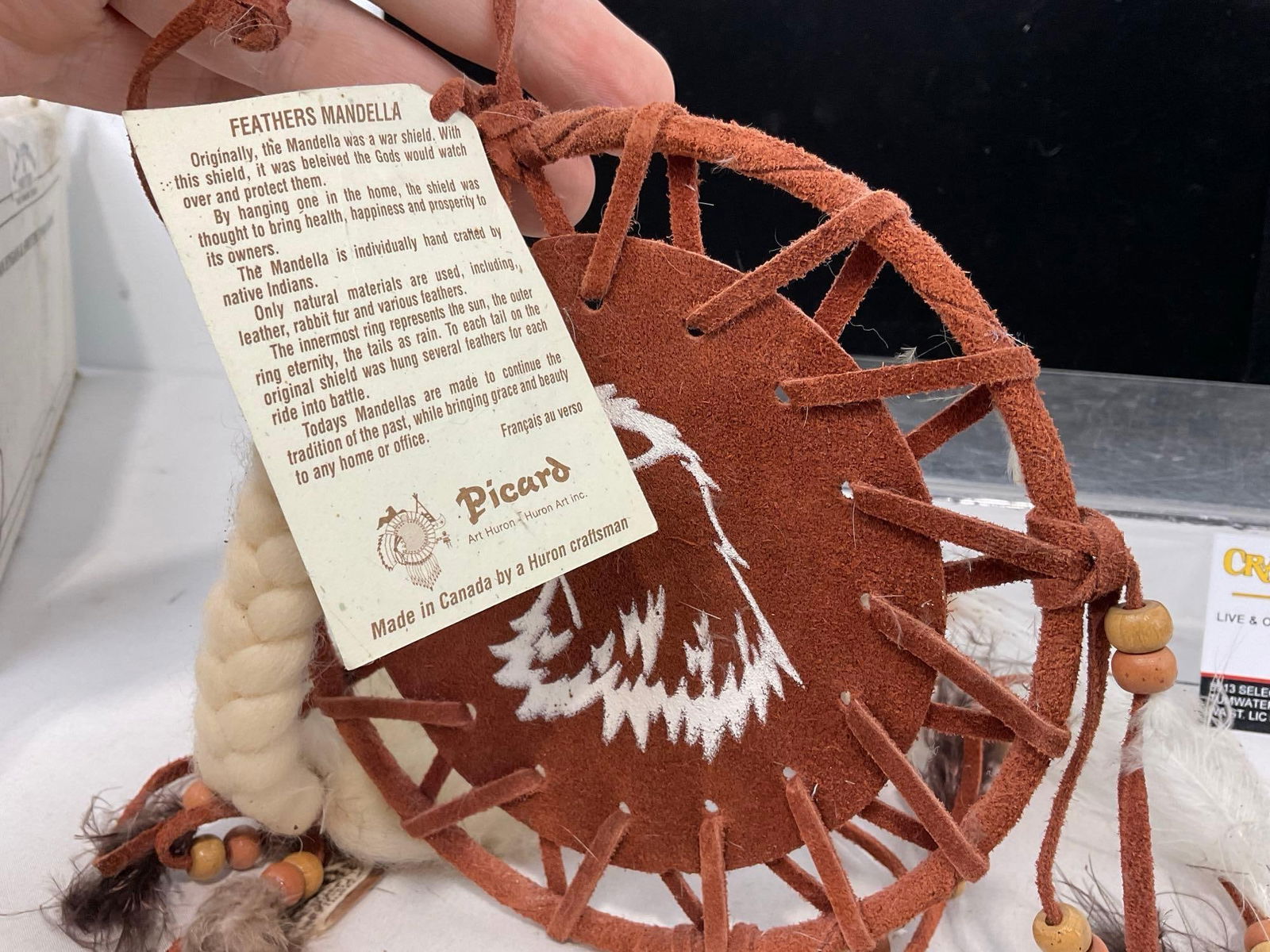 Handpainted Kachina Tile, Leather & Plastic Dreamcatchers, & Native style Flute - 7