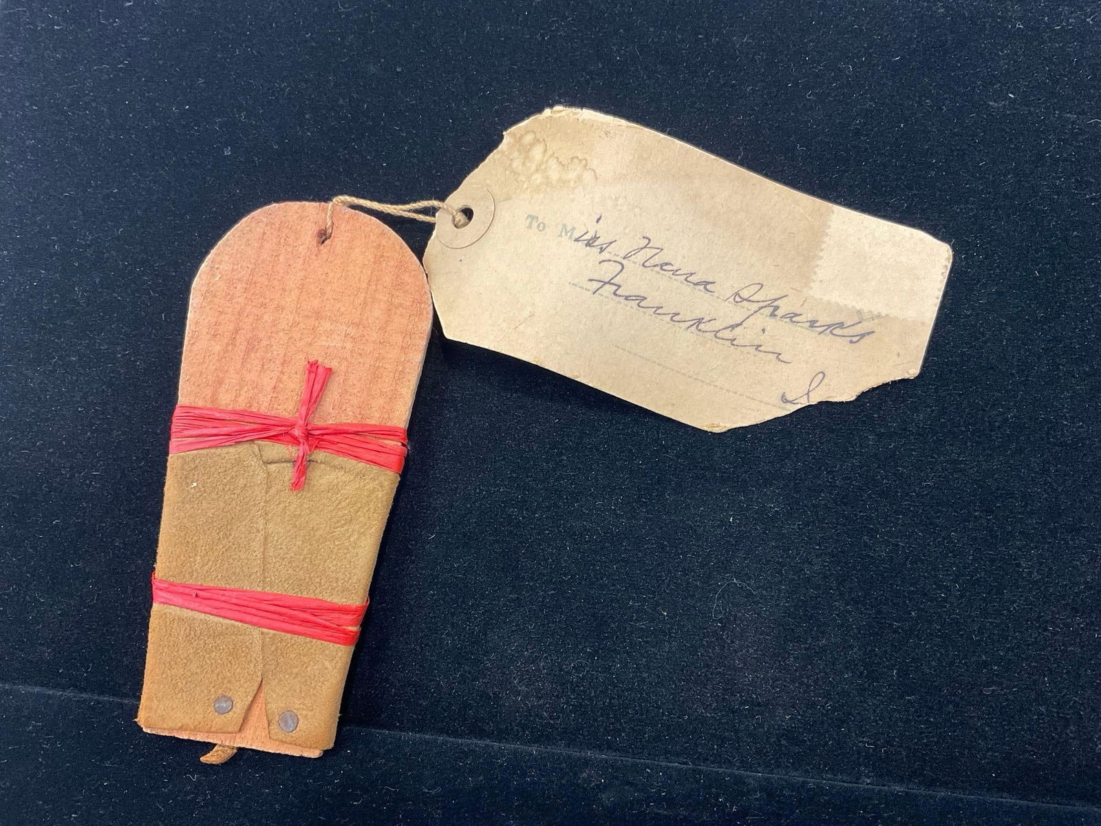 Early 20th Century Native American Papoose Postcard novelty item, 5h x 3w x 3d inches w/ Tag on it - 4