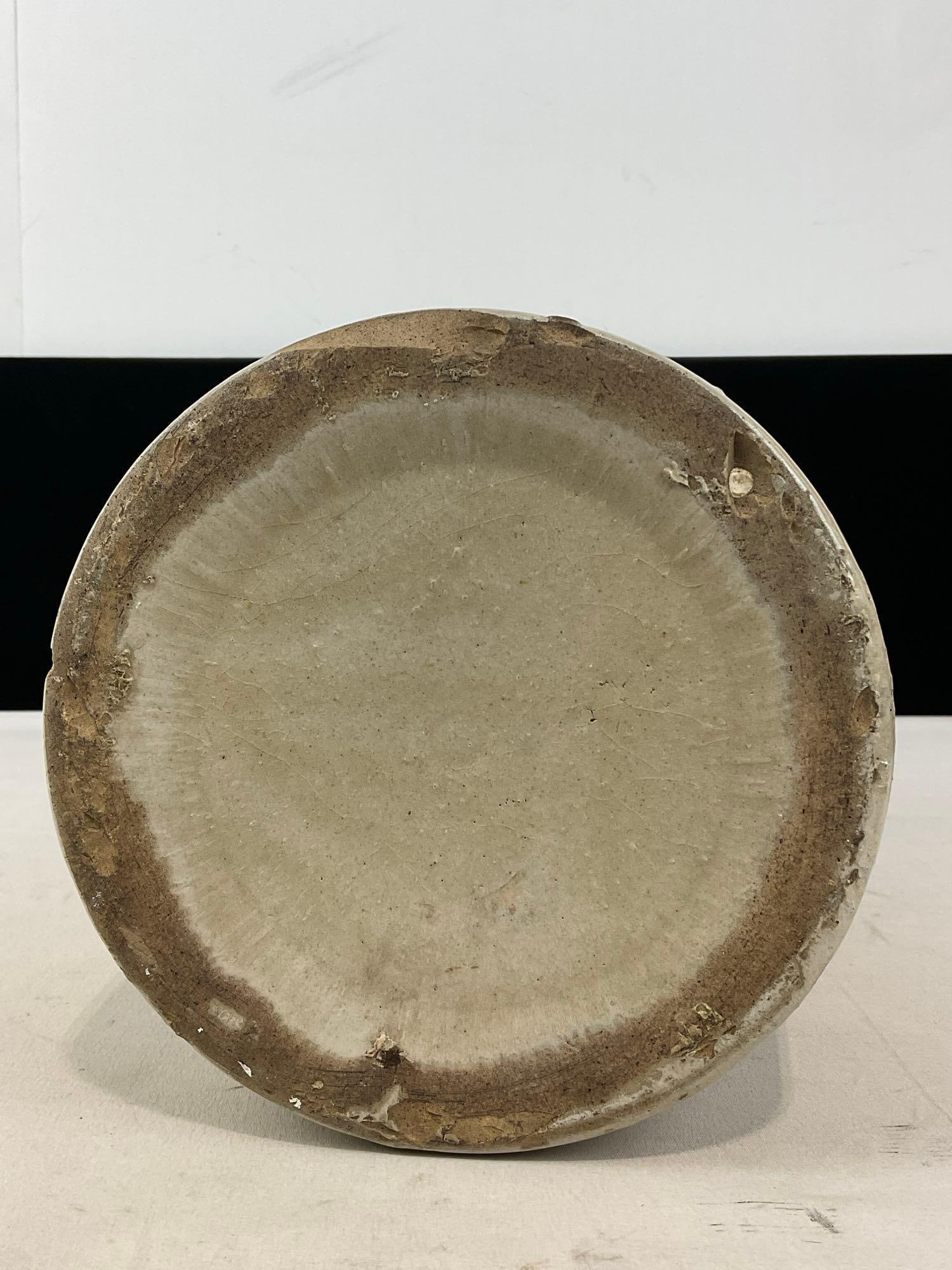 Antique Dark Brown & Beige Glazed Stoneware Jug, w/Cork & Loop Handle, 13h x 8w x 8d inches - 5