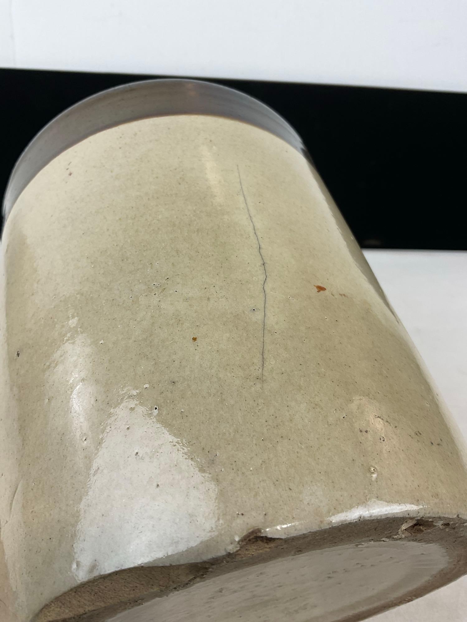 Antique Dark Brown & Beige Glazed Stoneware Jug, w/Cork & Loop Handle, 13h x 8w x 8d inches - 7