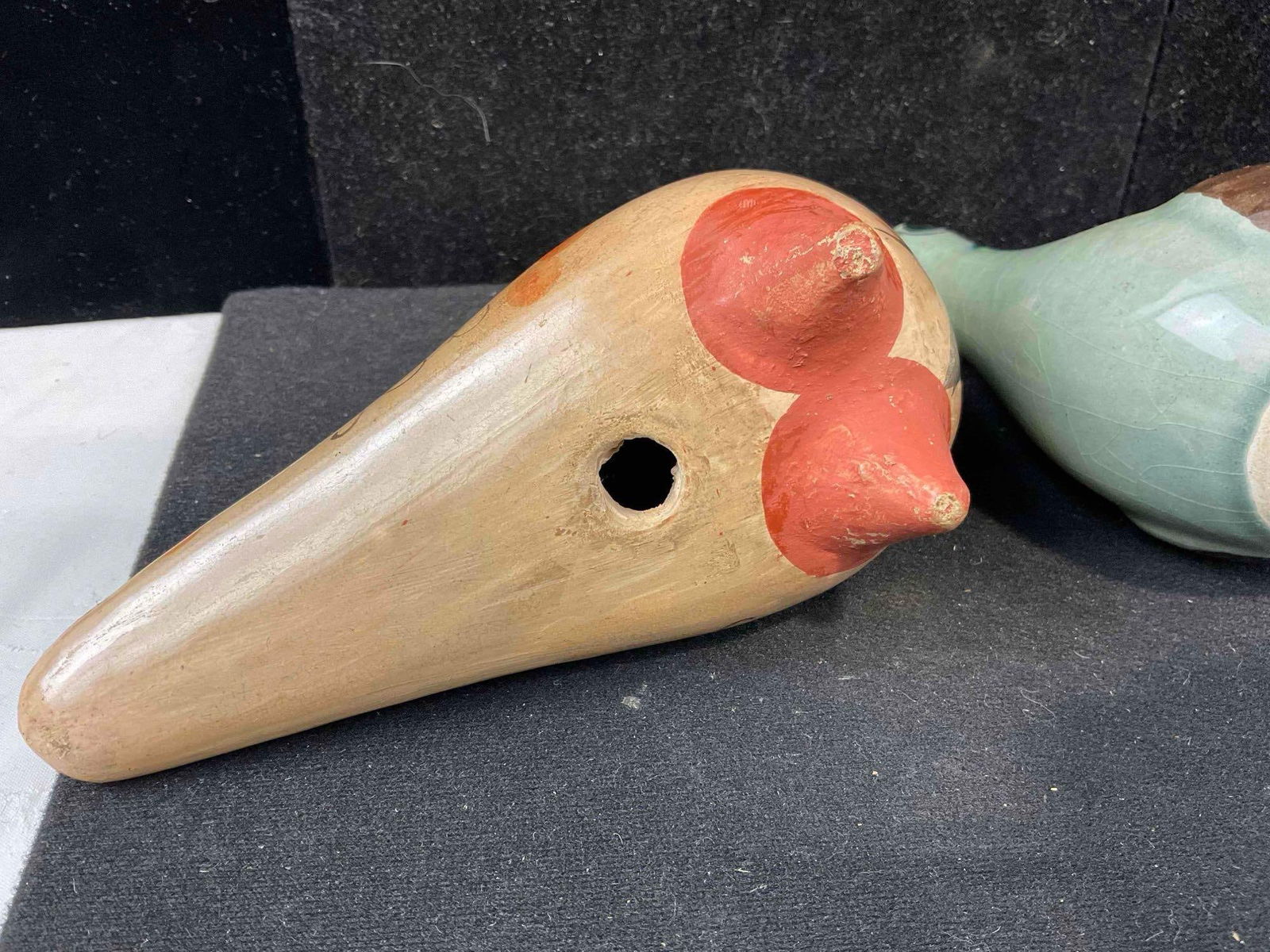 3 pcs Vintage Mexican Painted Ceramic Bird Figural Statuettes. Very Good Condition. See pics. - 8