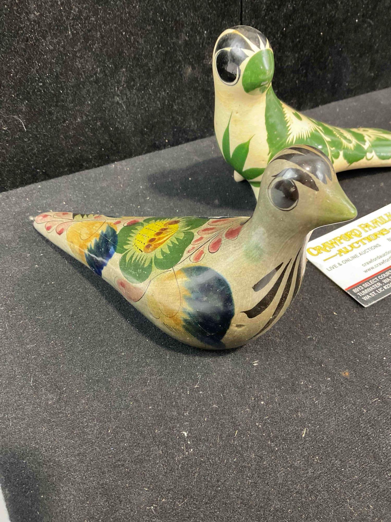 3 pcs Vintage Mexican Painted Ceramic Bird Figural Statuettes. Good Condition. See pics. - 2