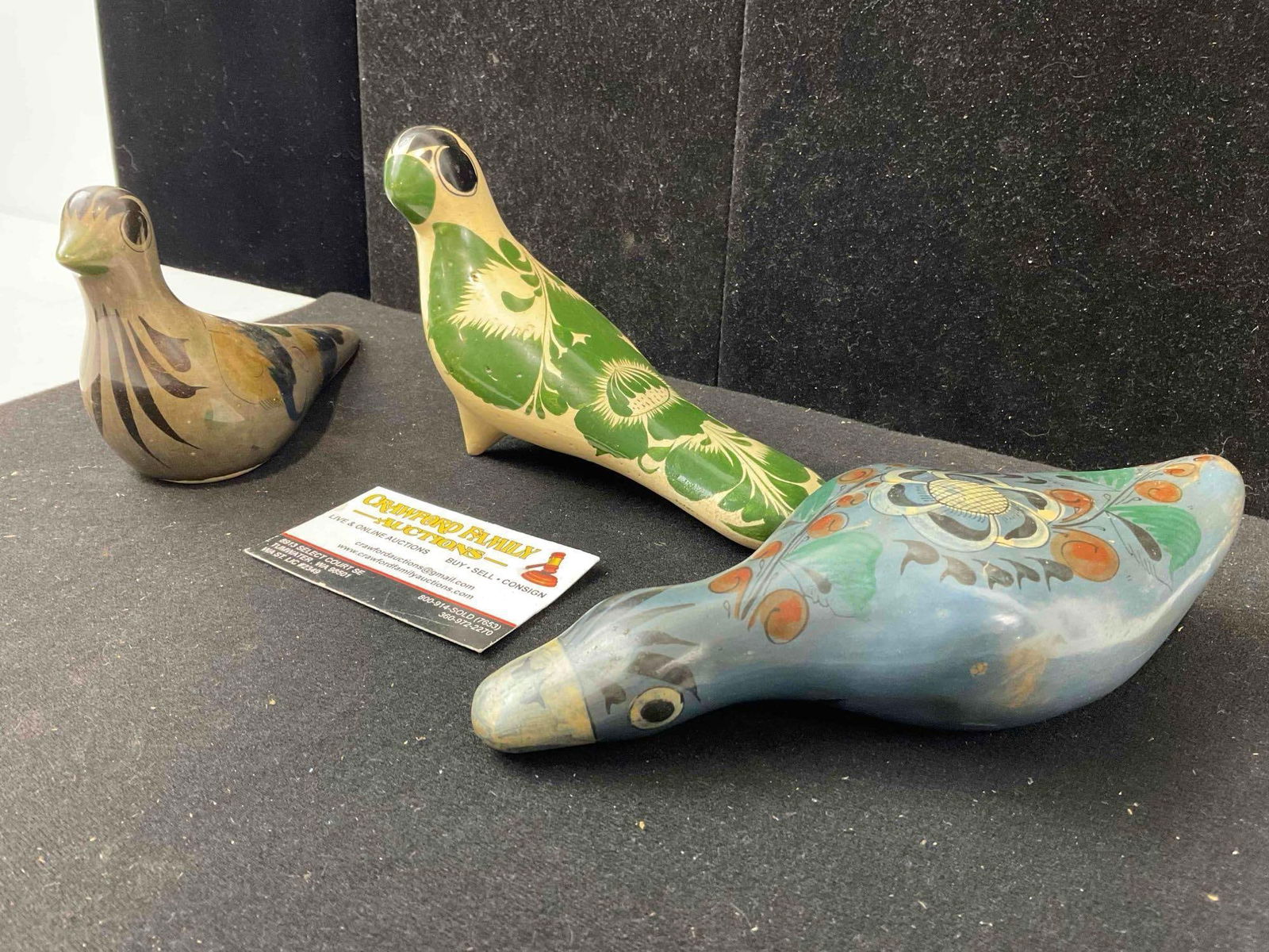3 pcs Vintage Mexican Painted Ceramic Bird Figural Statuettes. Good Condition. See pics. - 5