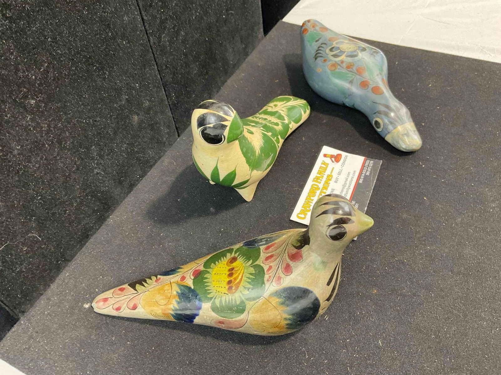 3 pcs Vintage Mexican Painted Ceramic Bird Figural Statuettes. Good Condition. See pics. - 6