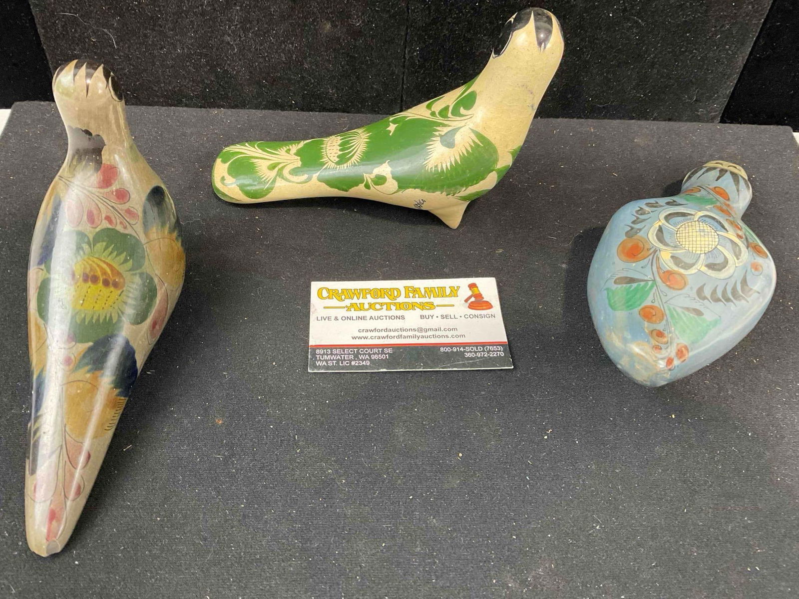 3 pcs Vintage Mexican Painted Ceramic Bird Figural Statuettes. Good Condition. See pics. - 7