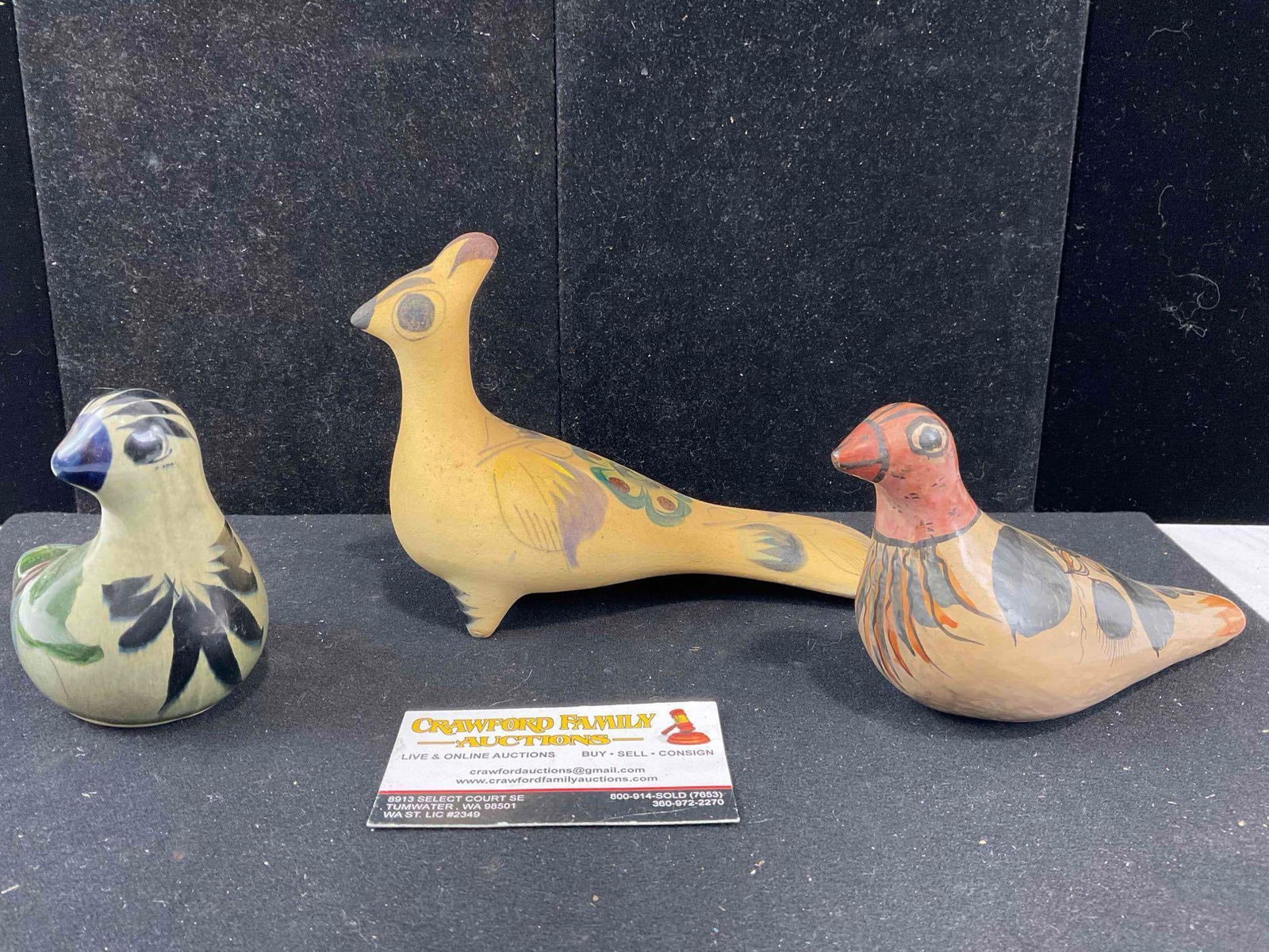 3 pcs Vintage Mexican Painted Ceramic Bird Figural Statuettes. Very Good Condition. See pics. (1 of 9)