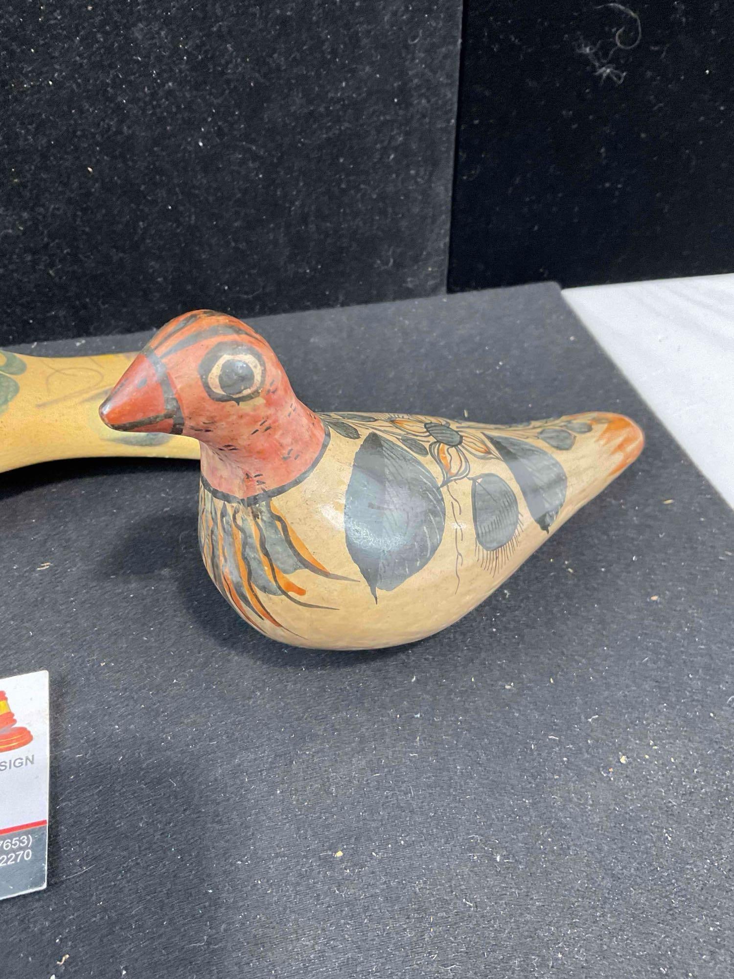3 pcs Vintage Mexican Painted Ceramic Bird Figural Statuettes. Very Good Condition. See pics. - 6