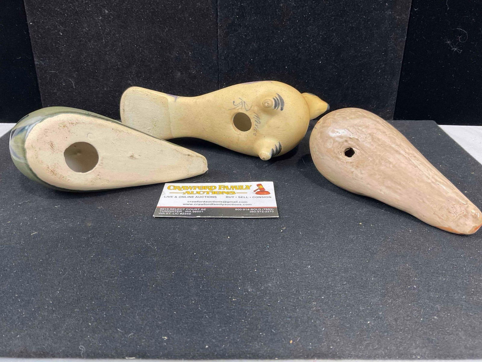 3 pcs Vintage Mexican Painted Ceramic Bird Figural Statuettes. Very Good Condition. See pics. - 9