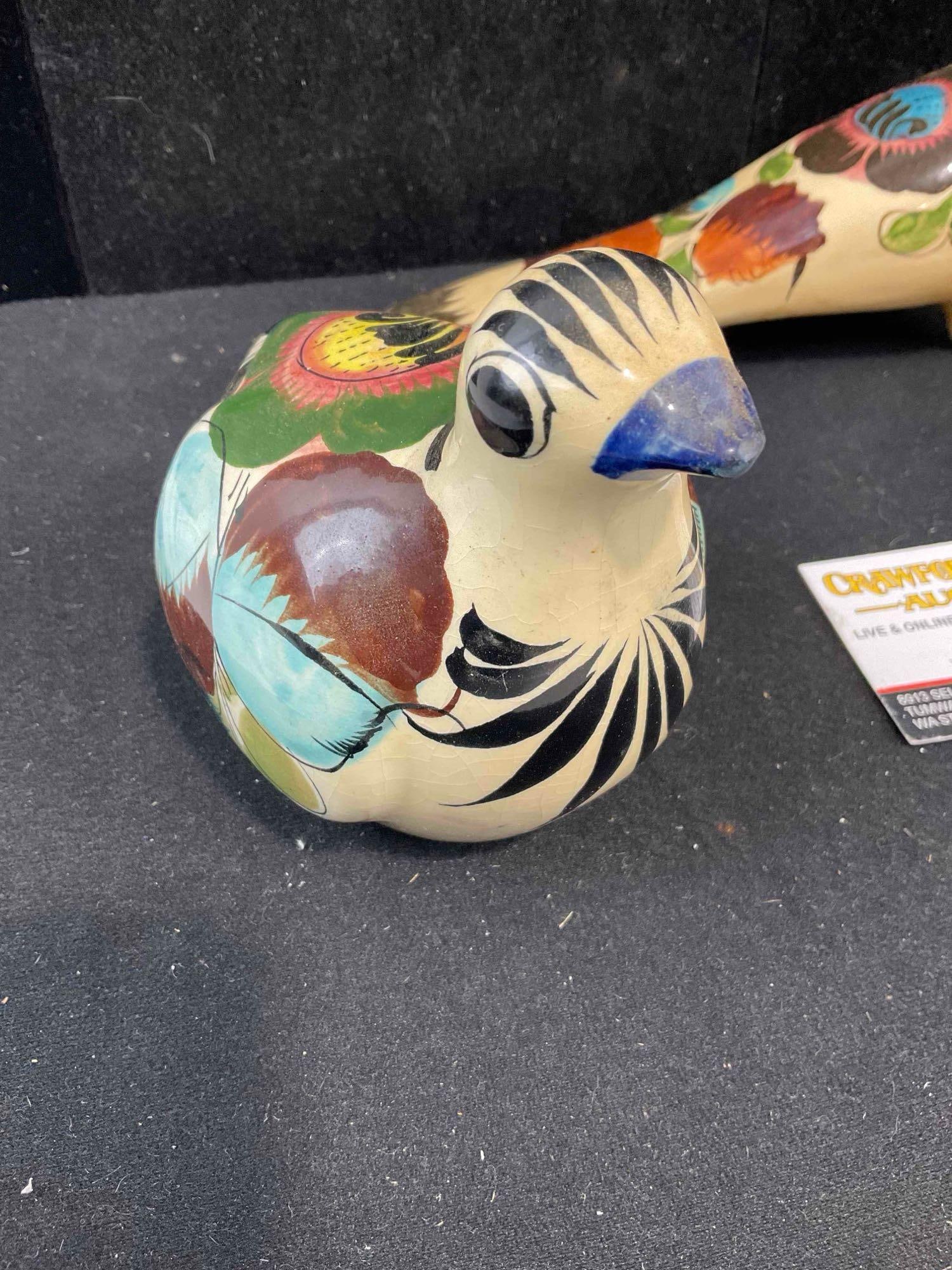 3 pcs Vintage Mexican Painted Ceramic Bird Figural Statuettes. Very Good Condition. See pics. - 2