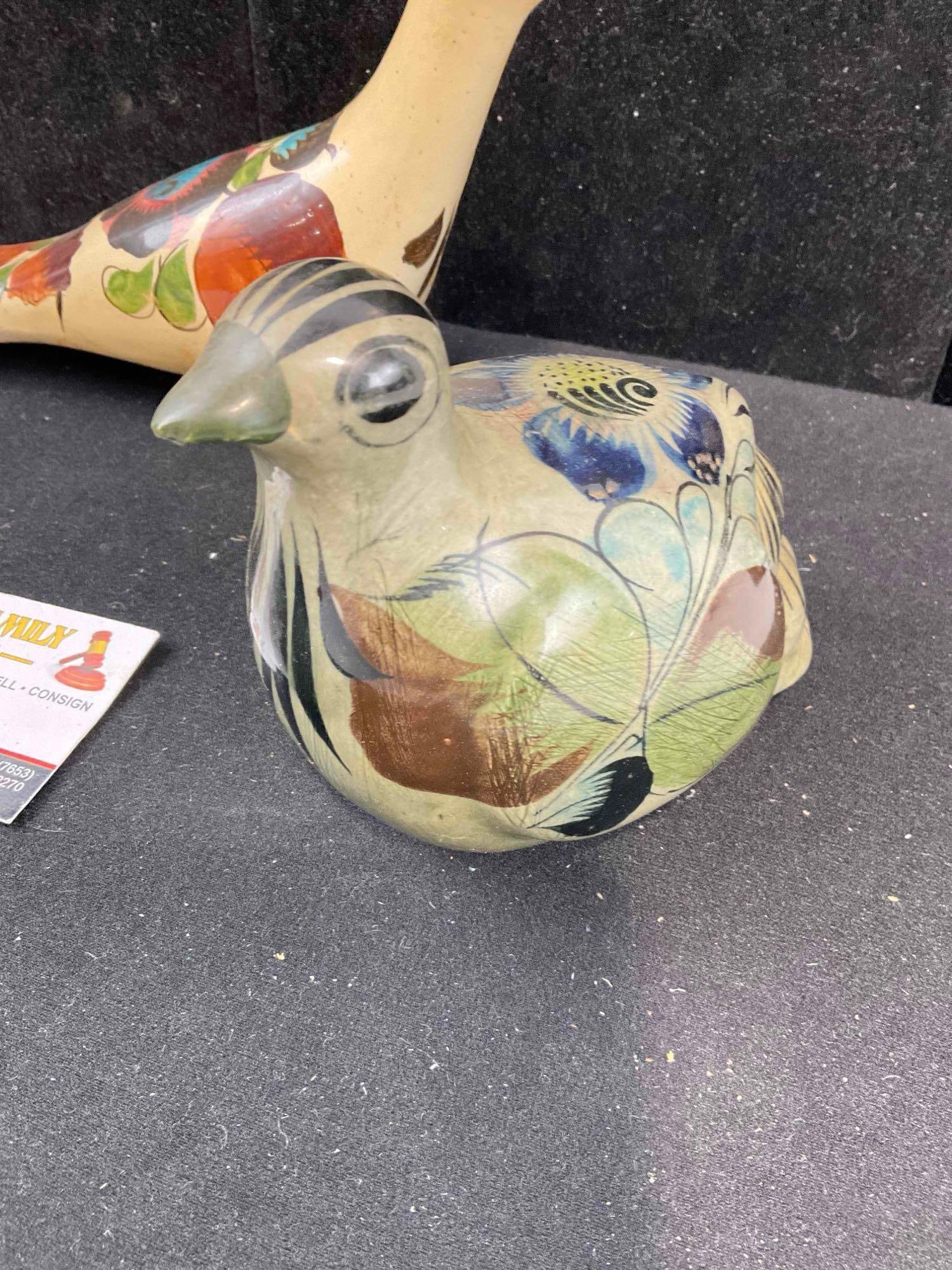 3 pcs Vintage Mexican Painted Ceramic Bird Figural Statuettes. Very Good Condition. See pics. - 3