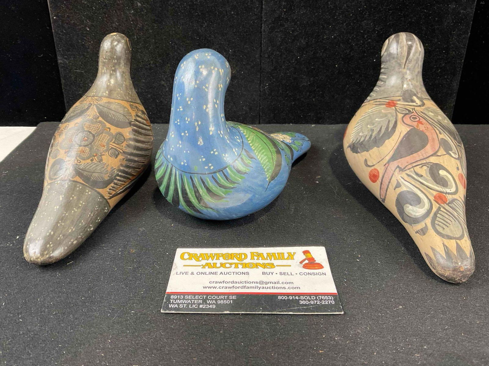 3 pcs Vintage Mexican Painted Ceramic Bird Figural Statuettes. Very Good Condition. See pics. - 8