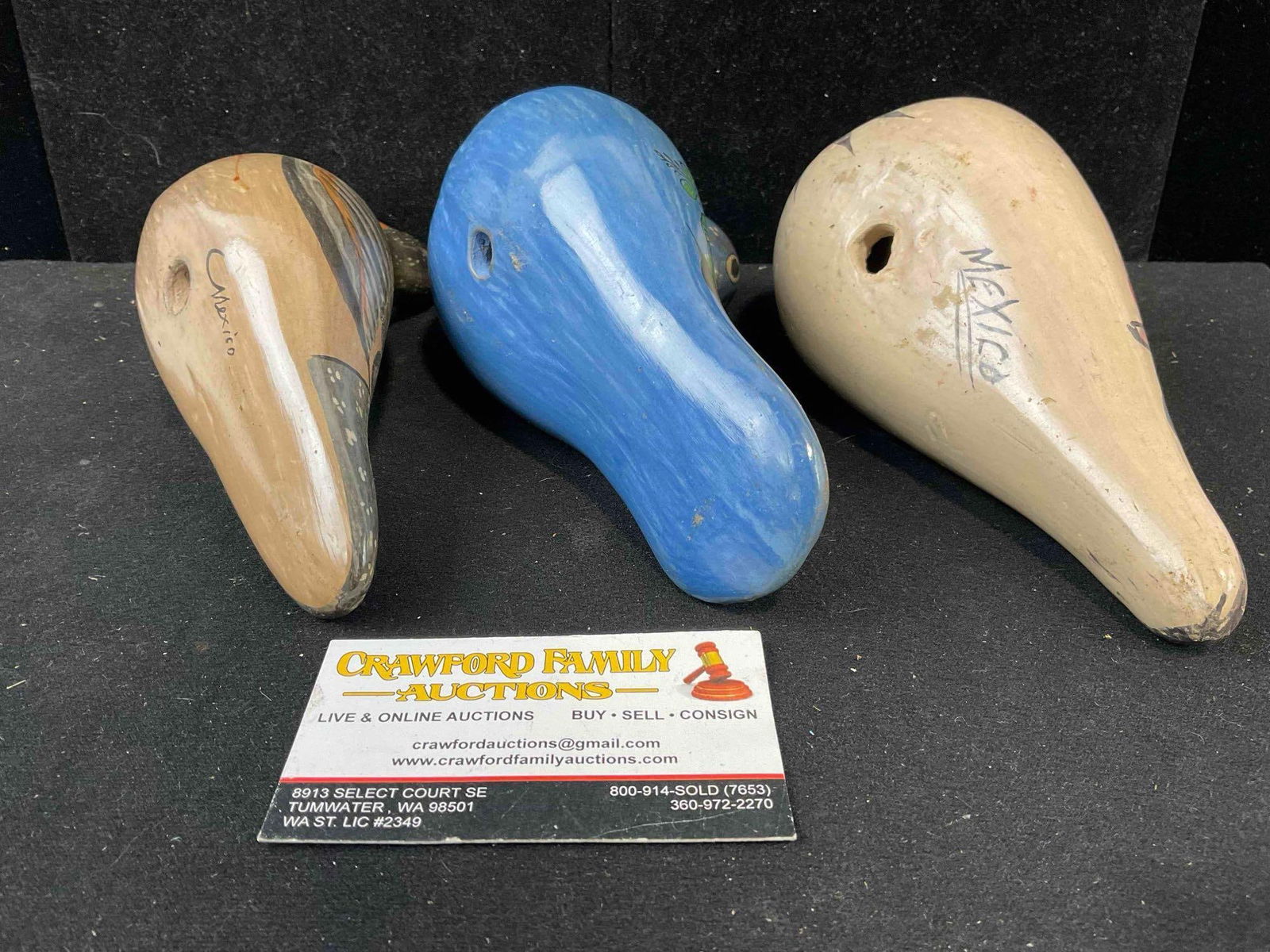 3 pcs Vintage Mexican Painted Ceramic Bird Figural Statuettes. Very Good Condition. See pics. - 9