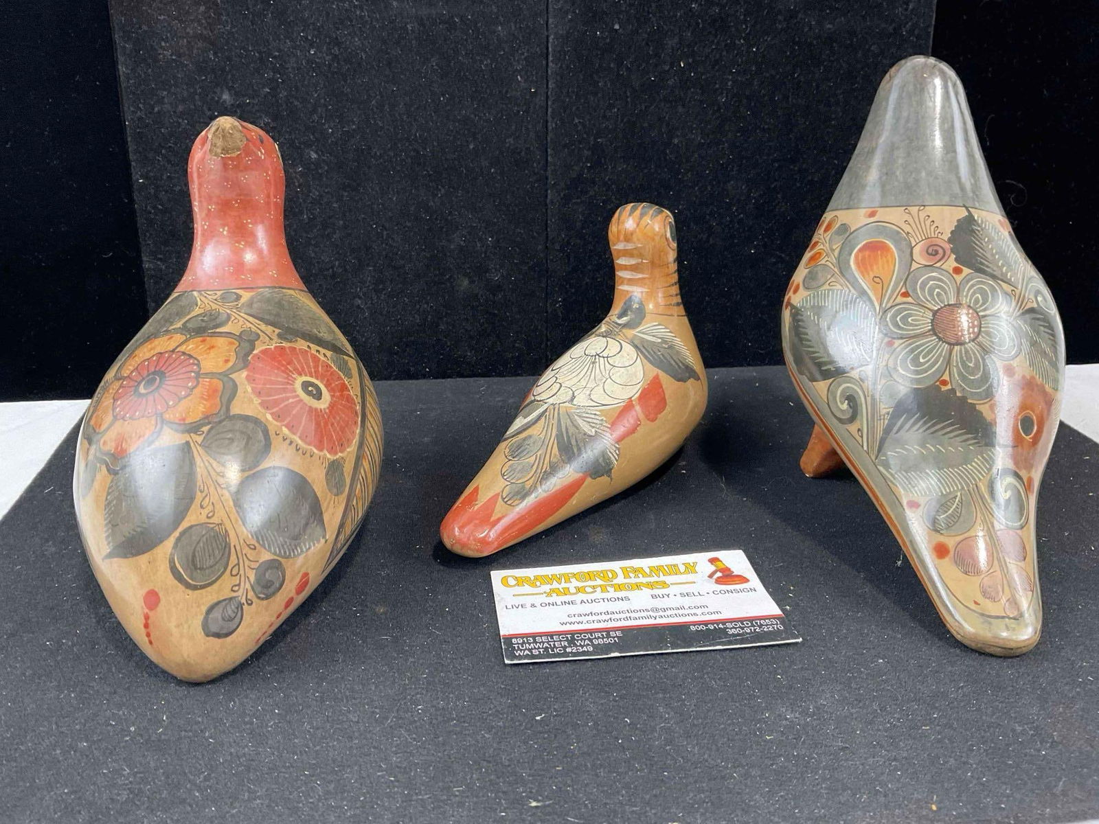 3 pcs Vintage Mexican Painted Ceramic Bird Figural Statuettes. Good Condition. See pics. - 8