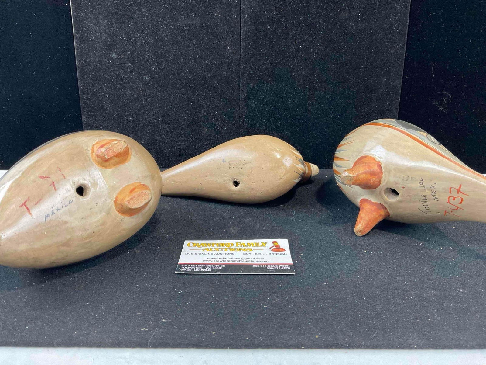 3 pcs Vintage Mexican Painted Ceramic Bird Figural Statuettes. Good Condition. See pics. - 9