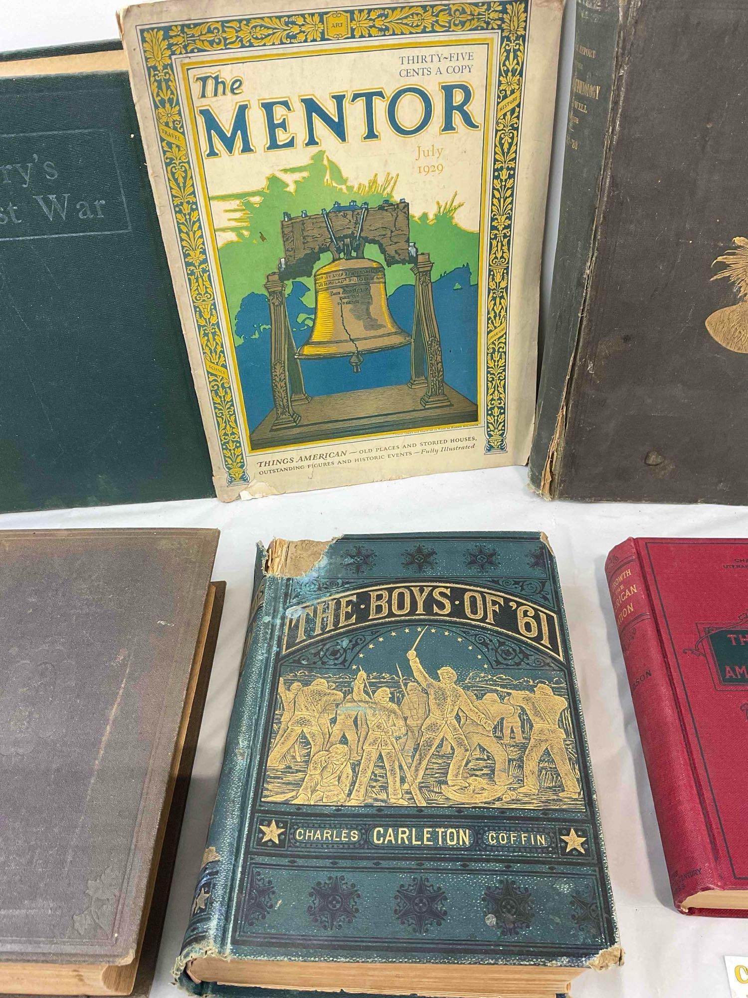 8 pcs Antique & Vintage Book Collection, incl. The Boys of '61, Bureau of Ethnology & More! - 4