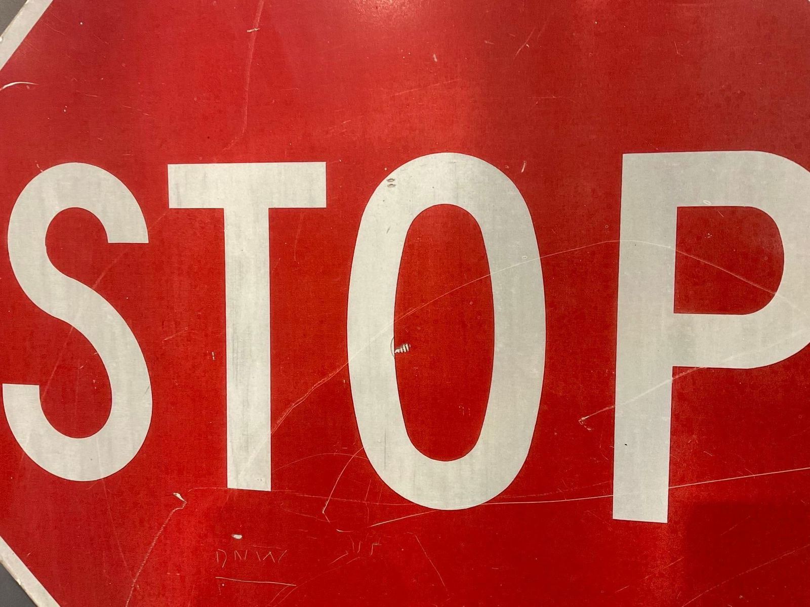 Stop Sign, 31h x 31w x 2d inches, Red & White Octagon, Reflective Front, few scratches - 2