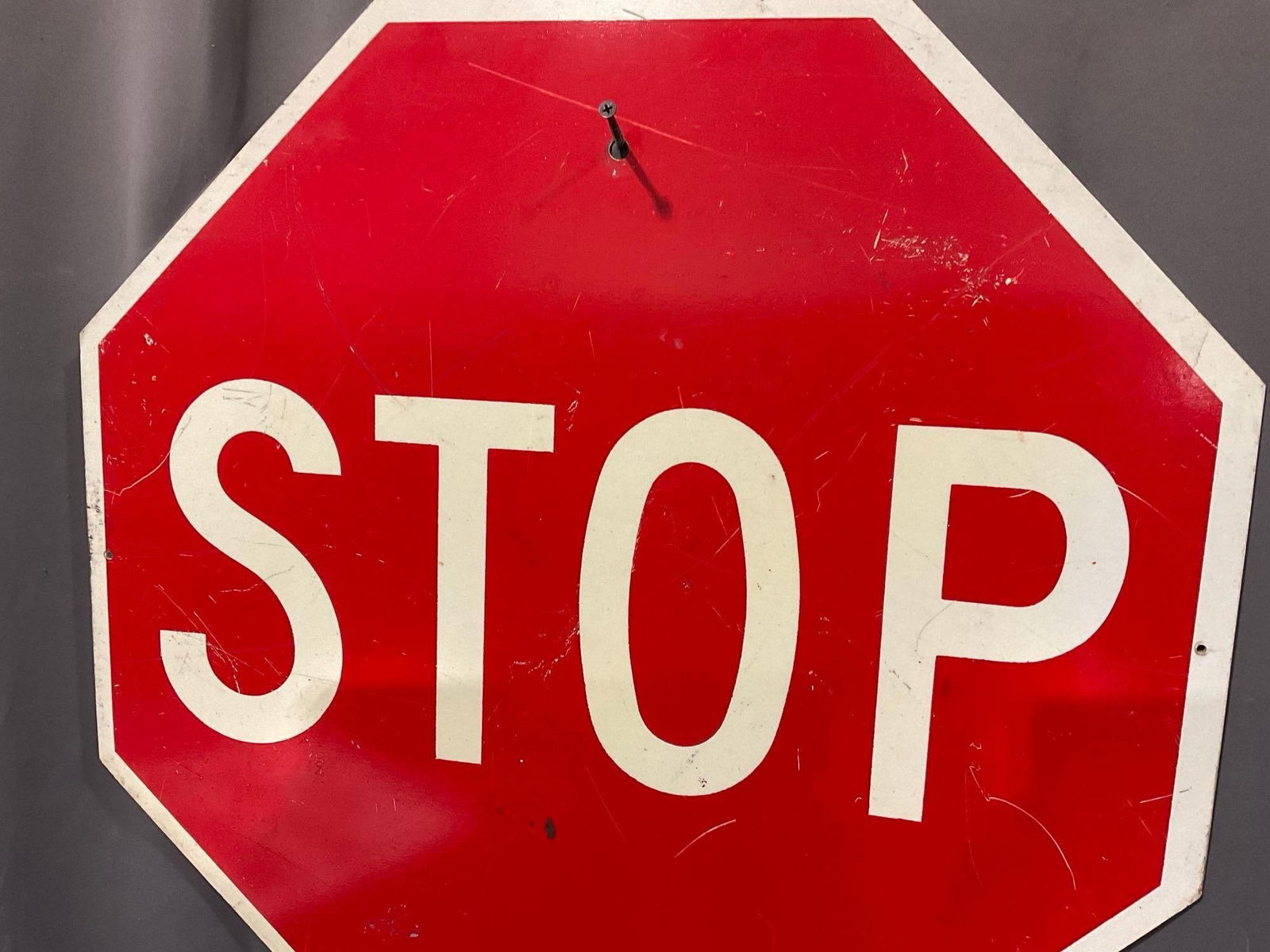 Stop Sign, 25h x 25w x 2d inches, Red & White Octagon, Reflective Front, few scratches - 2