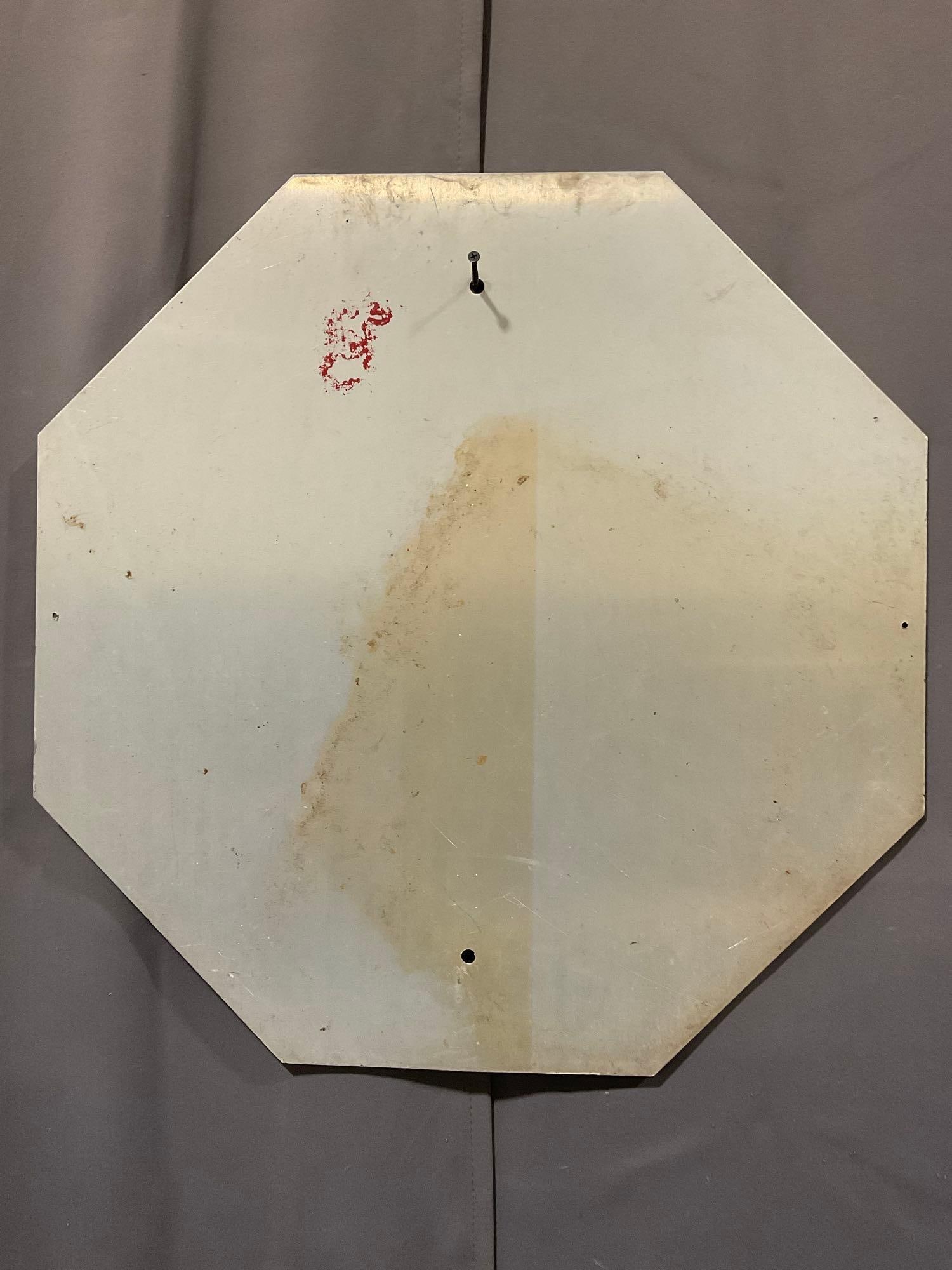 Stop Sign, 25h x 25w x 2d inches, Red & White Octagon, Reflective Front, few scratches - 3