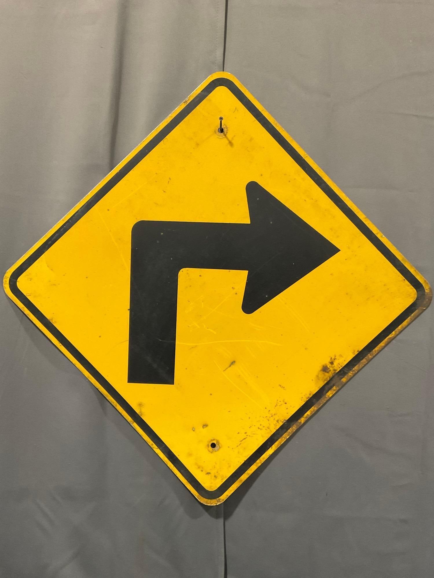 Right Turn Road Sign, Black Arrow on Yellow Background, 25h x 25w x 2d inches (1 of 5)