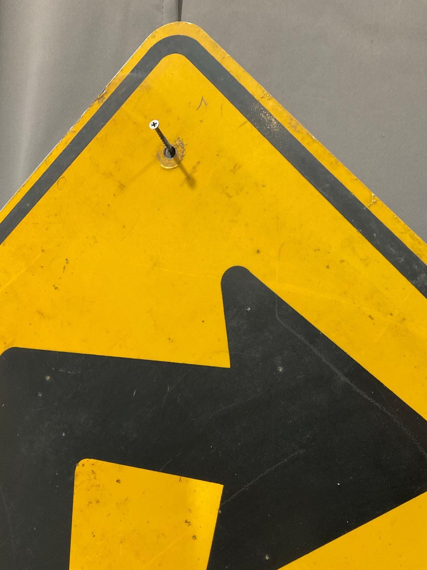 Right Turn Road Sign, Black Arrow on Yellow Background, 25h x 25w x 2d inches - 3