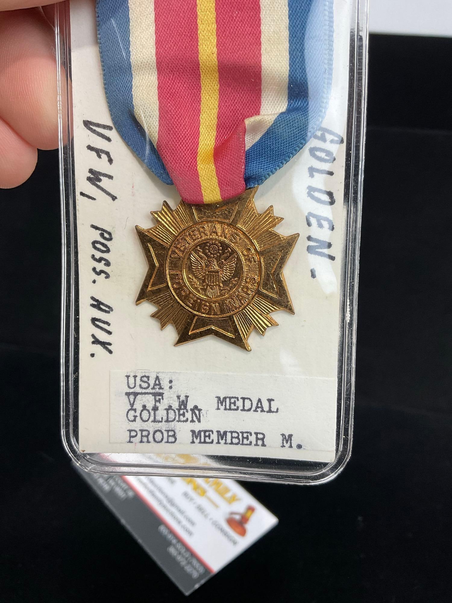 4 VFW US Medals, 2x WW2 Era Member Medals & ROTC & 2x Auxiliary Member Medals - 4