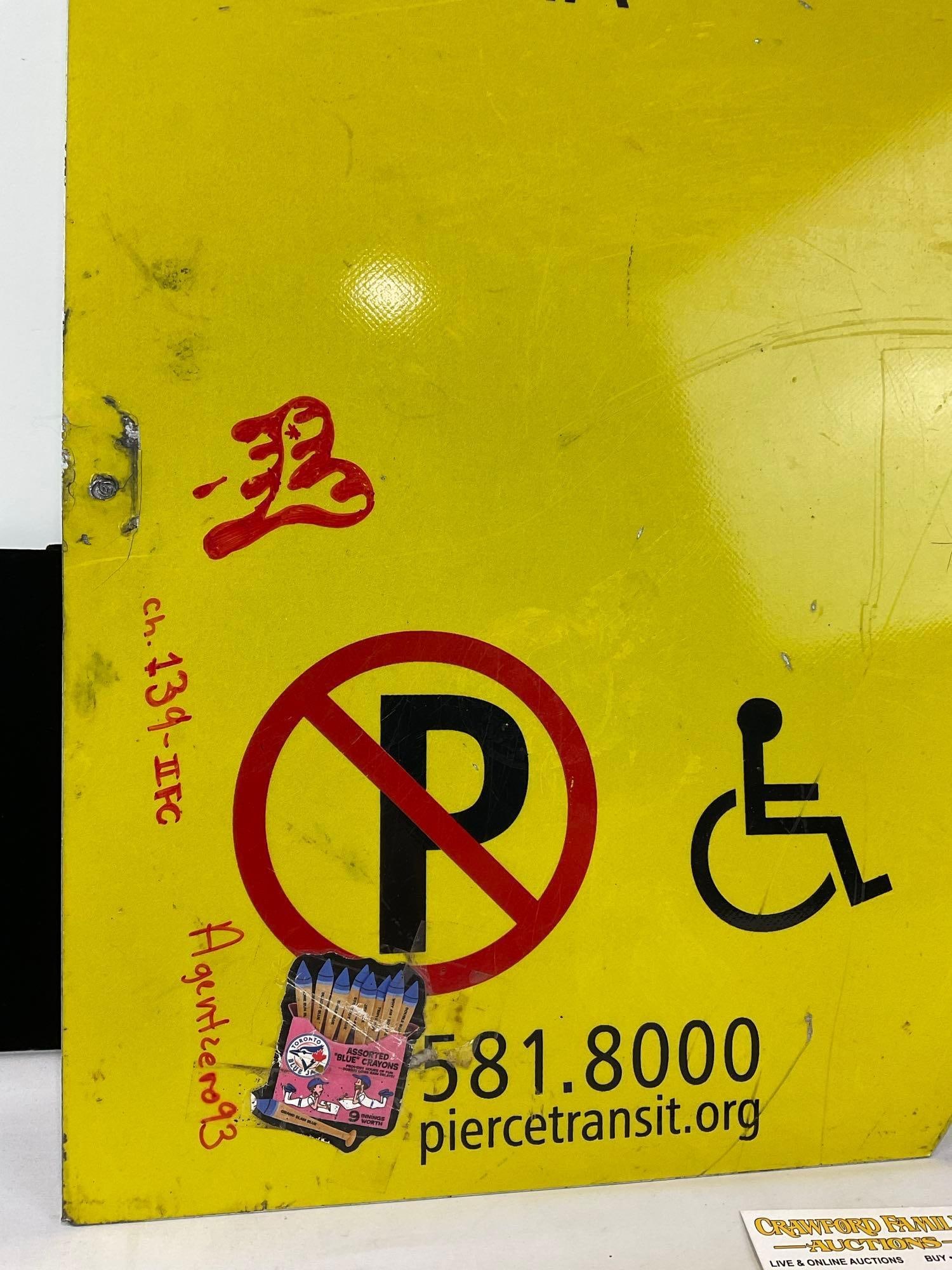 Pierce Transit Sign, 1/4 inch Aluminum, some graffiti on one side, 33h x 16w x 2d inches - 5