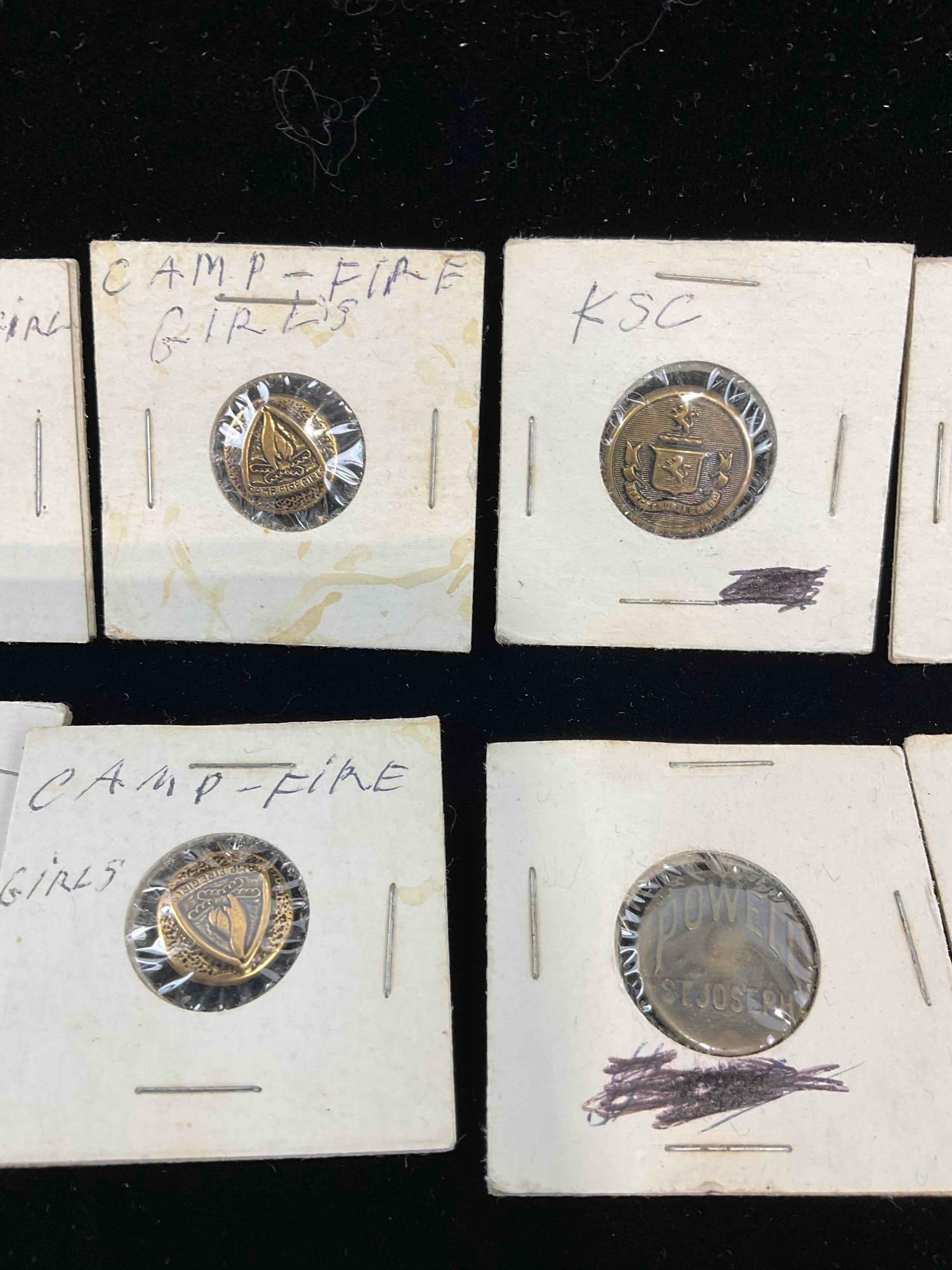 10 pcs Vintage Metal Button Collection, incl. Camp Fire Girl, Pioneer, Big Smith & More! See pics. - 3