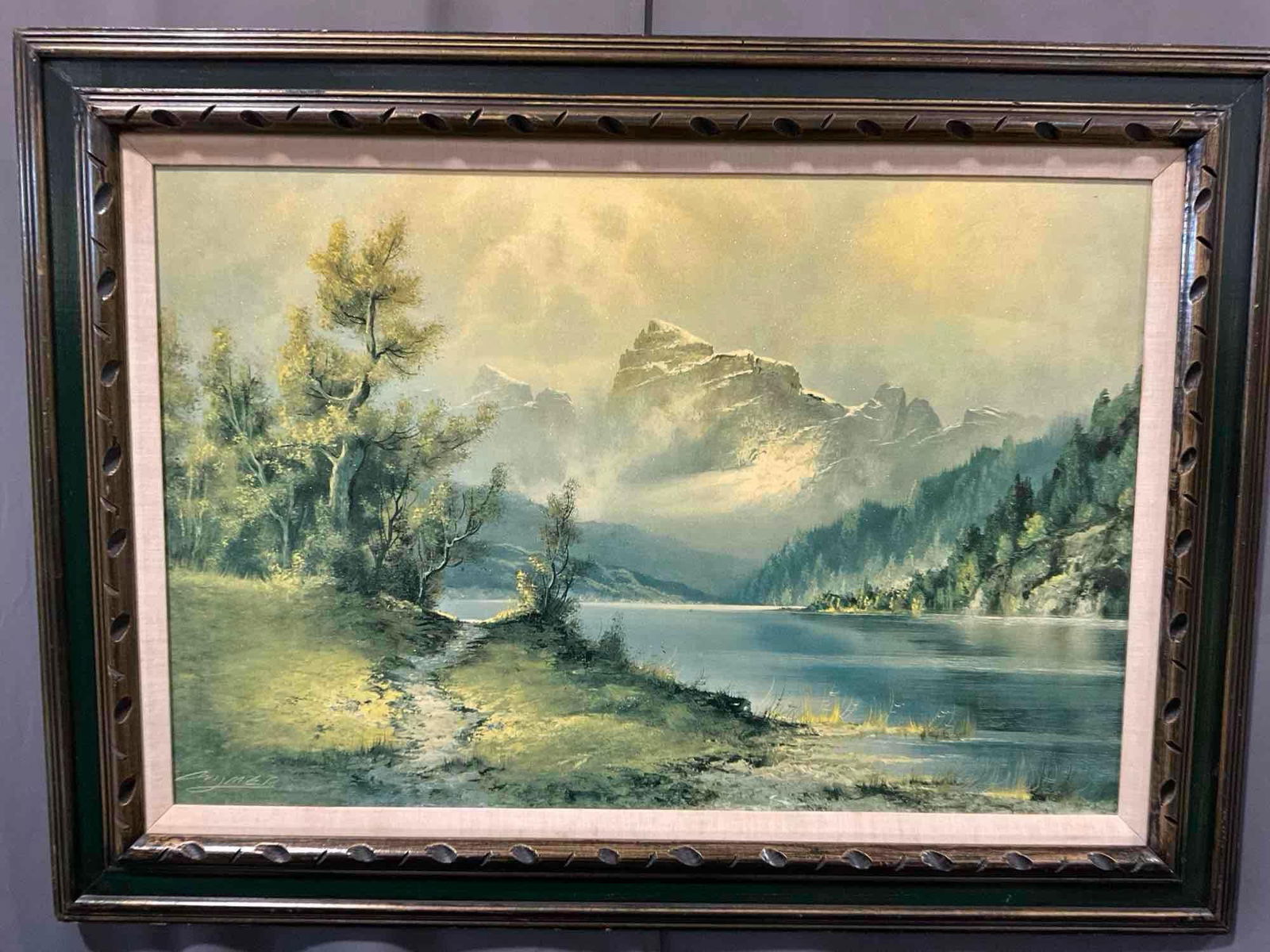 Large Framed Print, Mountain Lake Scene, 34h x 45w x 4d inches (1 of 5)